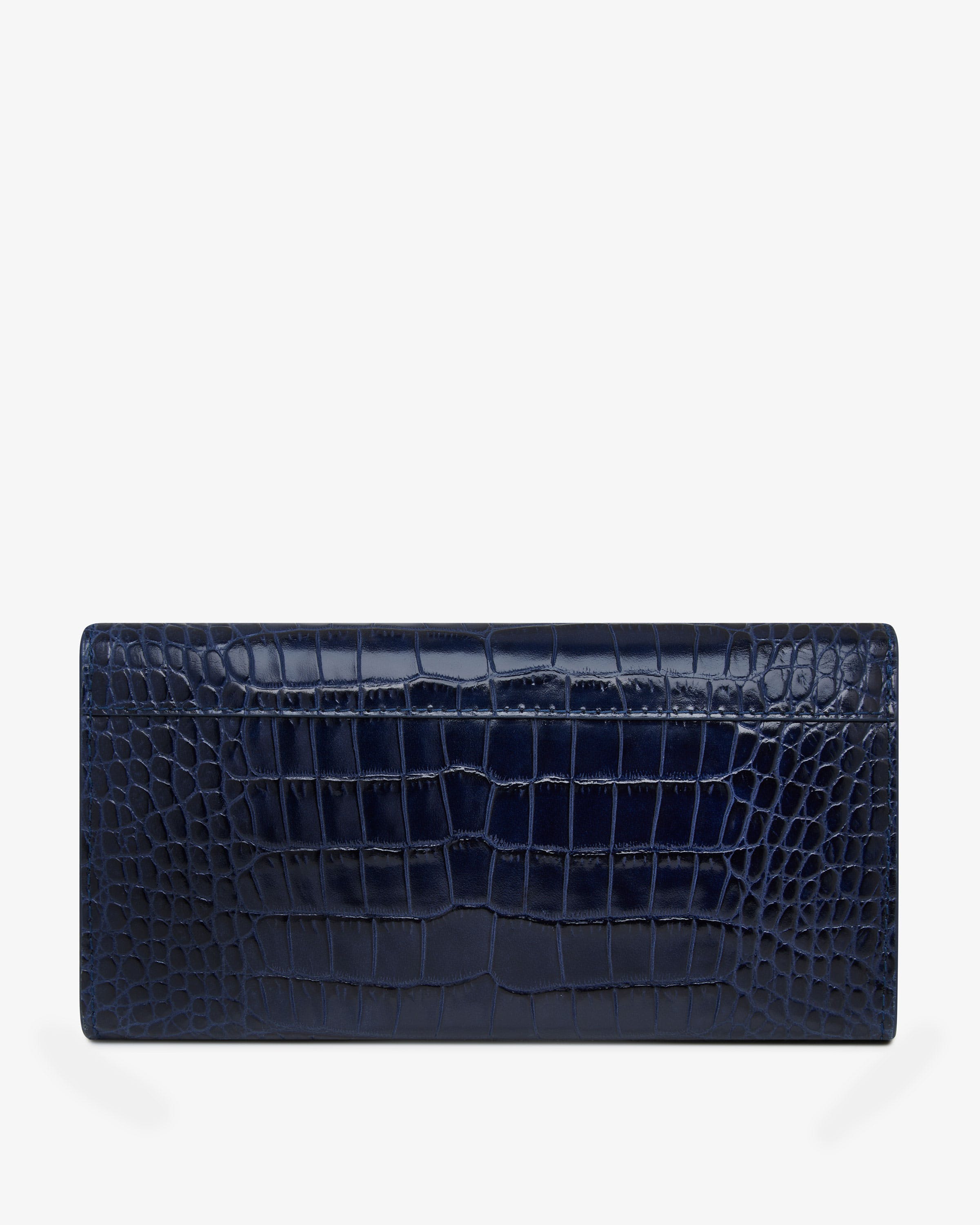 Multrees Chain Wallet — Navy Croc-Embossed Leather