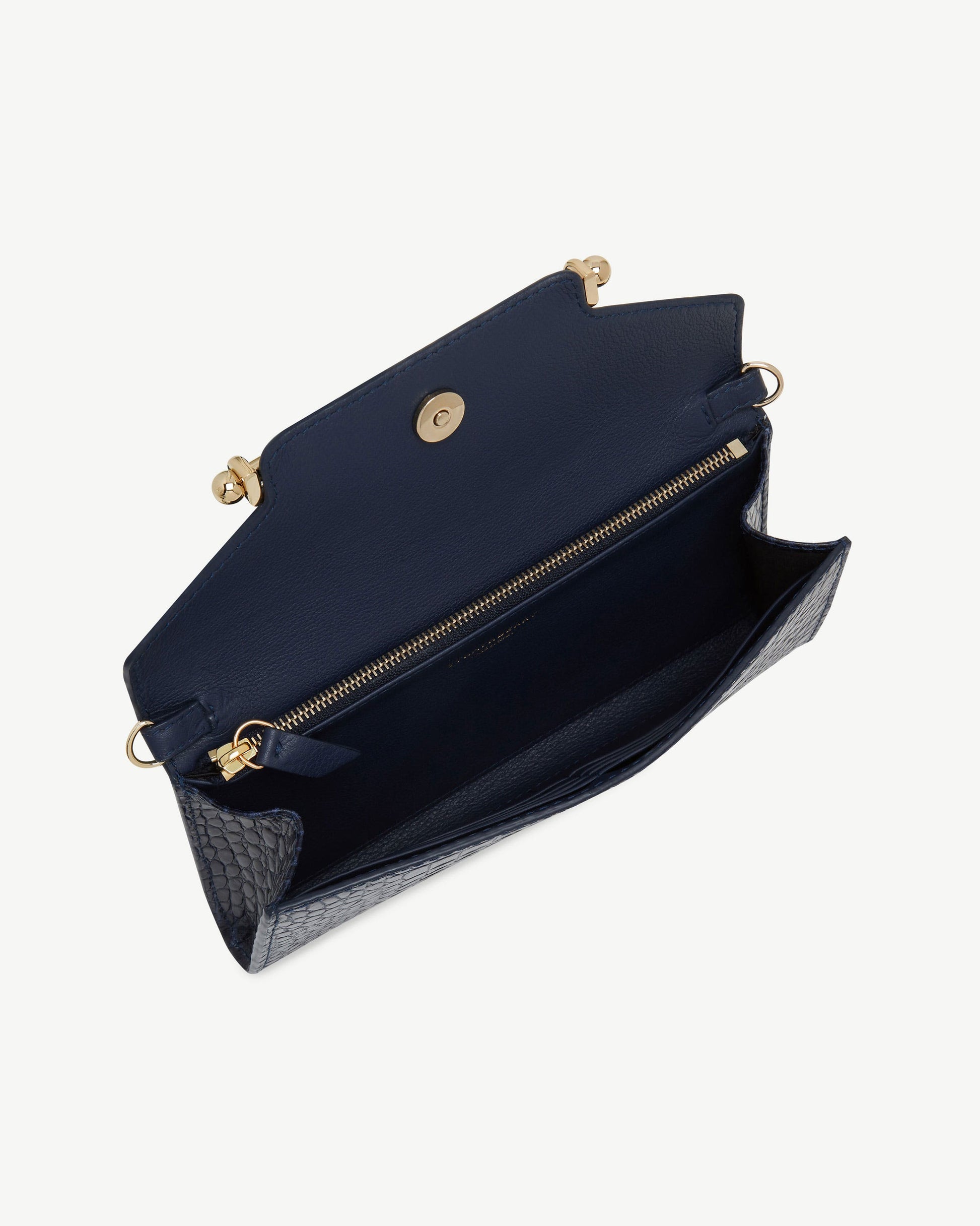 Multrees Chain Wallet — Navy Croc-Embossed Leather