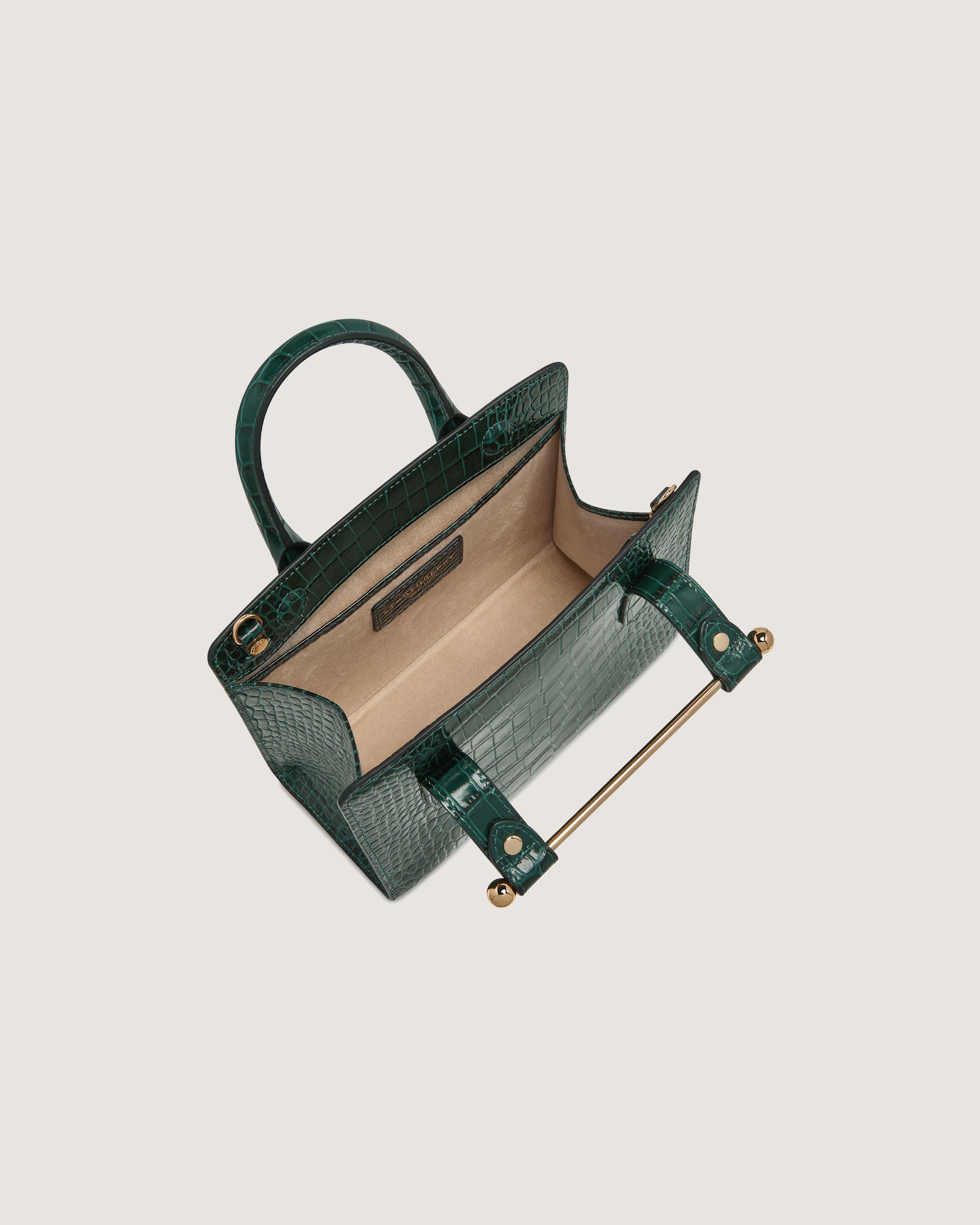Mini Tote — Bottle Green Croc-Embossed Leather