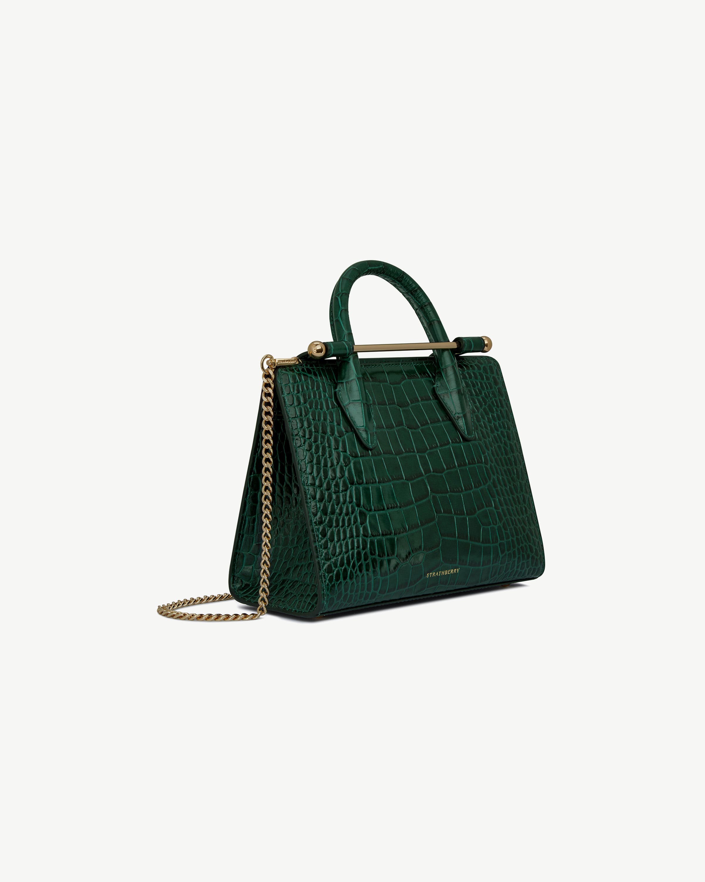 Mini Tote — Bottle Green Croc-Embossed Leather
