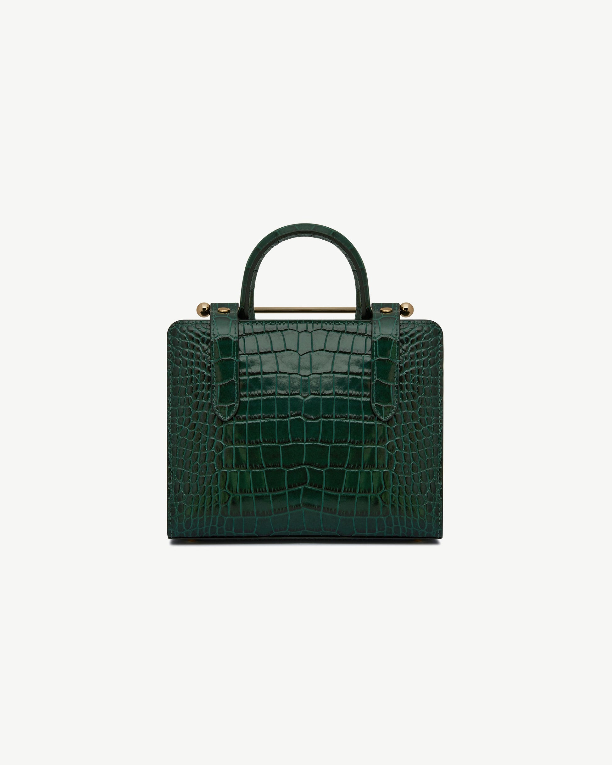 Mini Tote — Bottle Green Croc-Embossed Leather