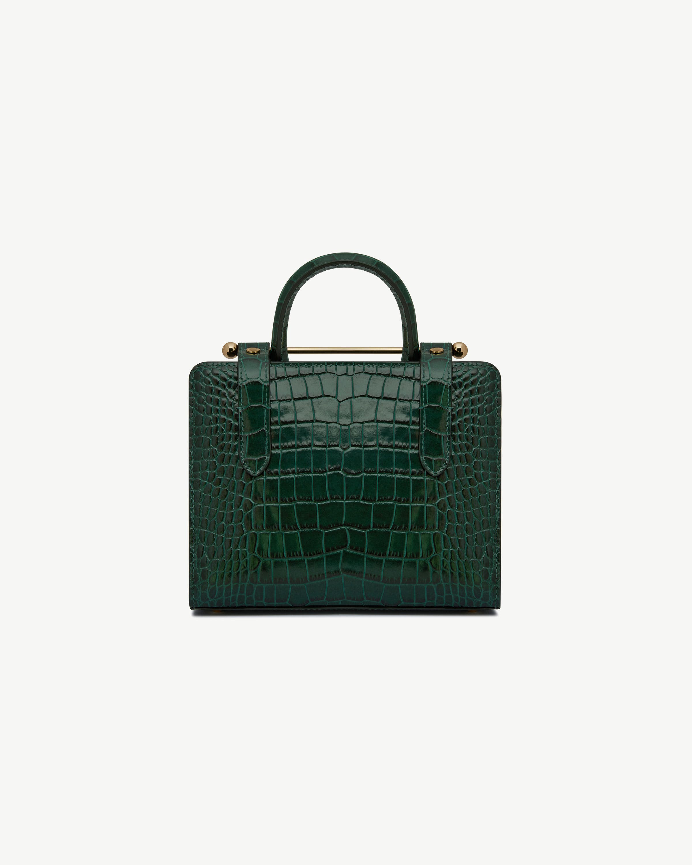Mini Tote — Bottle Green Croc-Embossed Leather