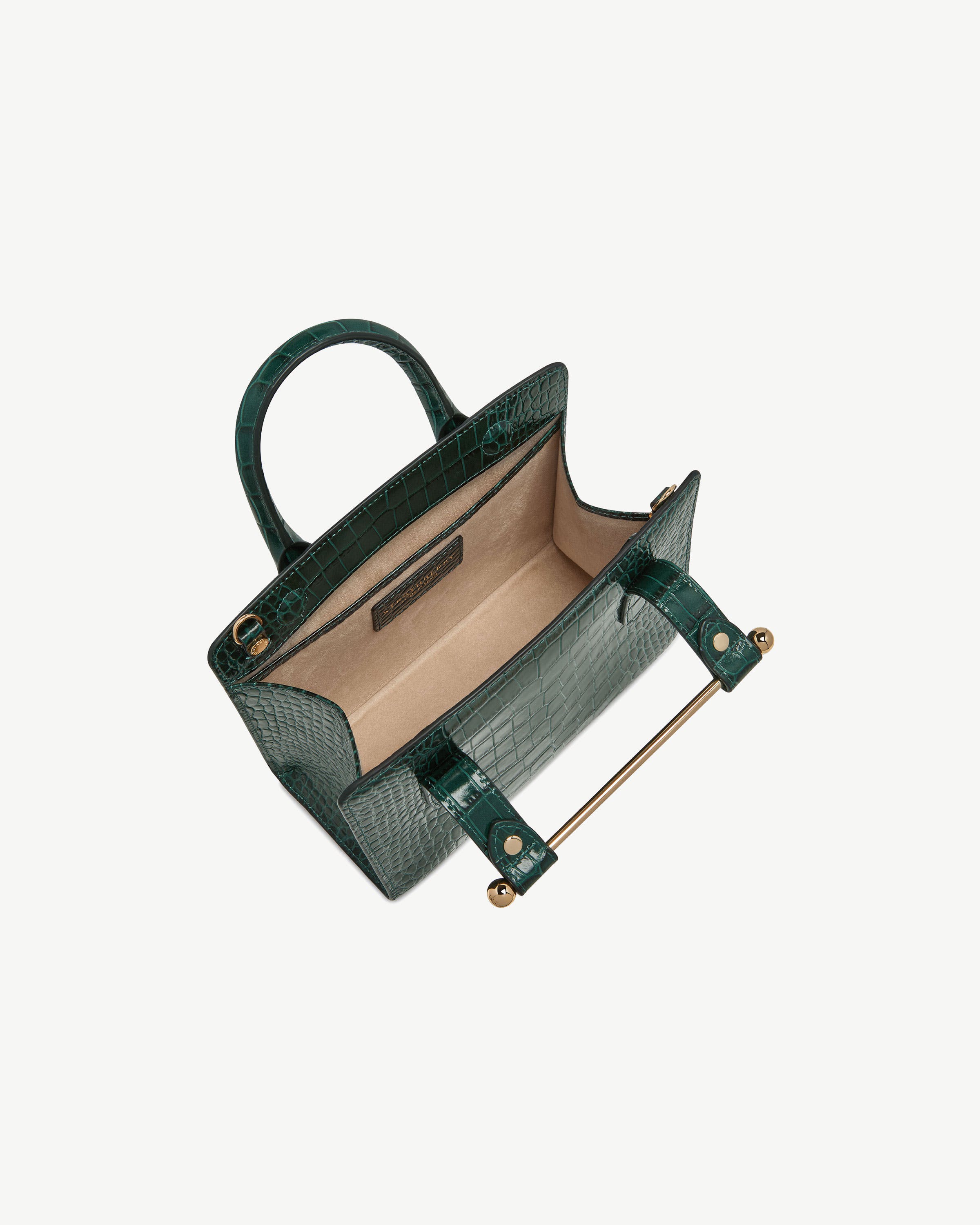 Mini Tote — Bottle Green Croc-Embossed Leather