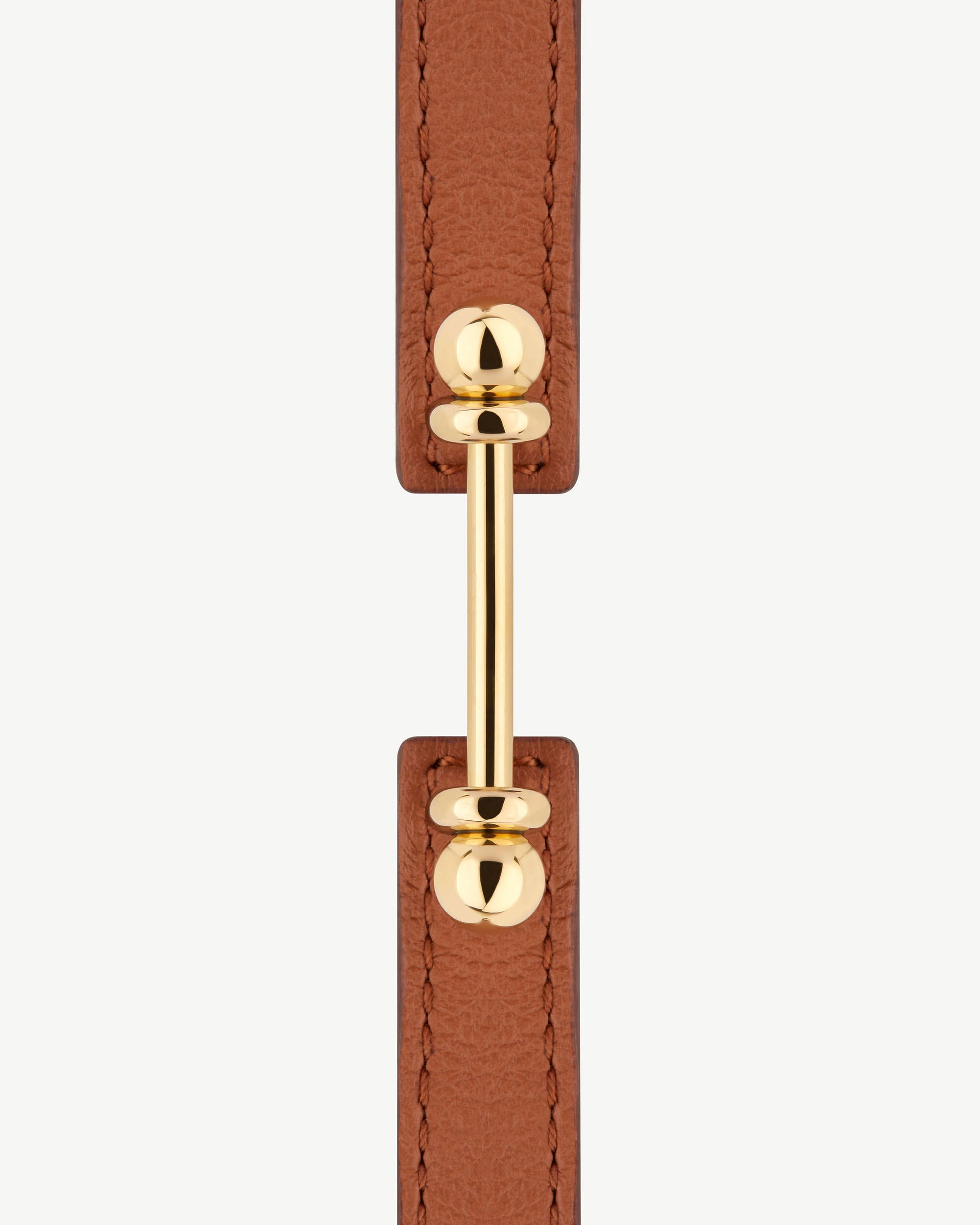 Music Bar Bracelet — Chestnut Leather & 22-Carat Gold