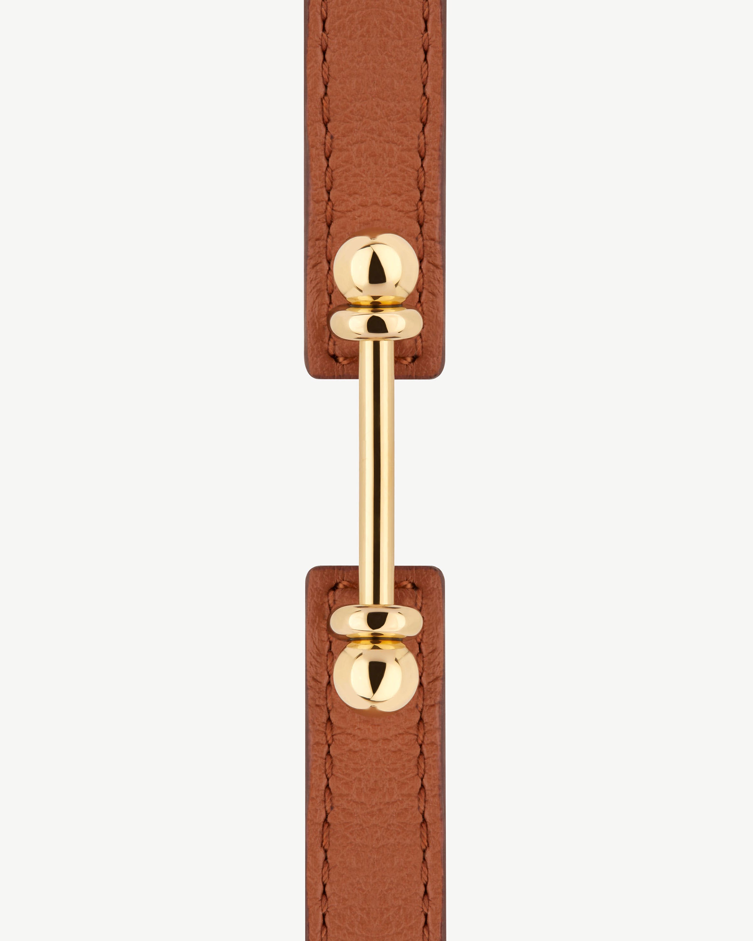 Music Bar Bracelet — Chestnut Leather & 22-Carat Gold