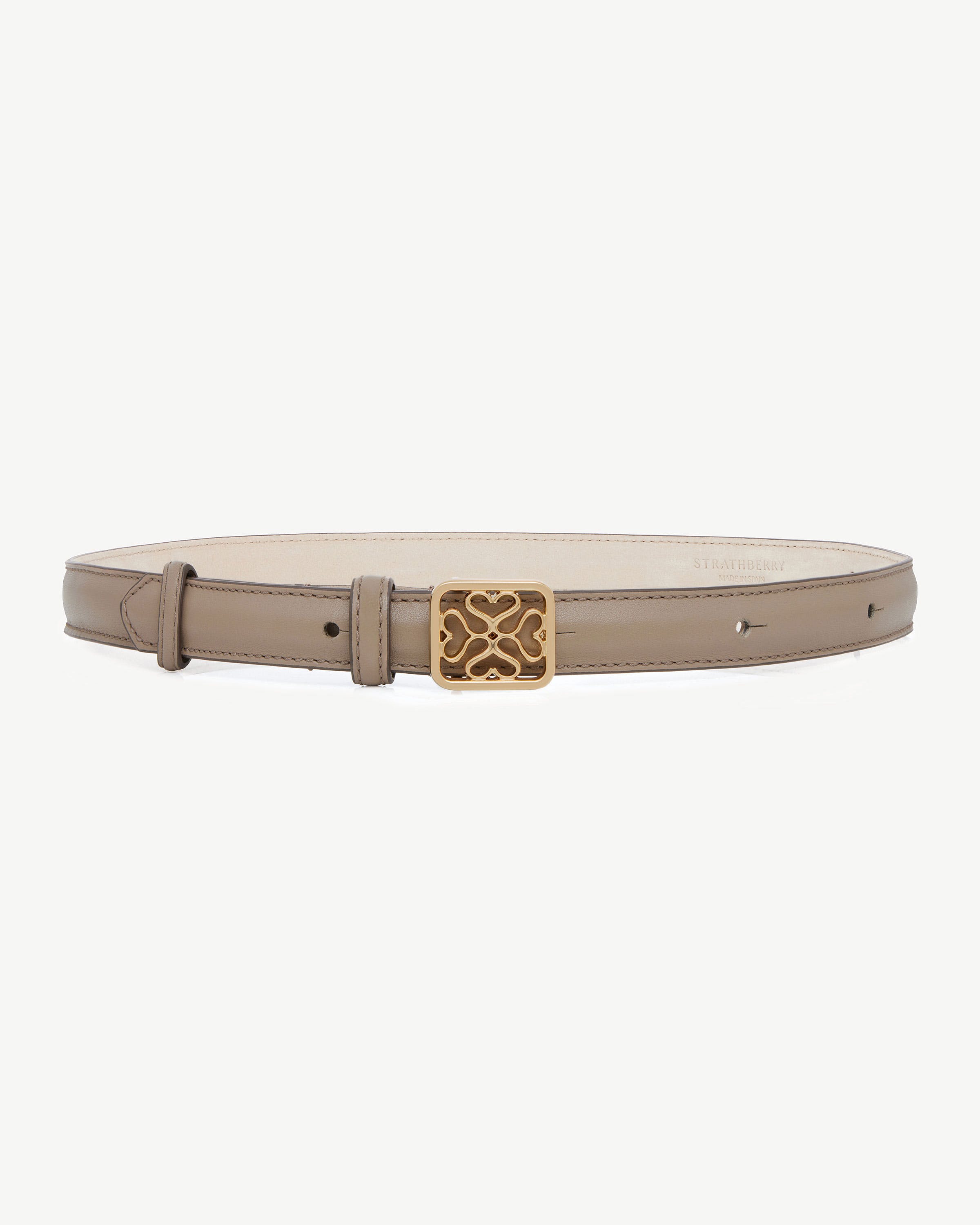 Strathberry Monogram Thin Buckle Belt in Macadamia