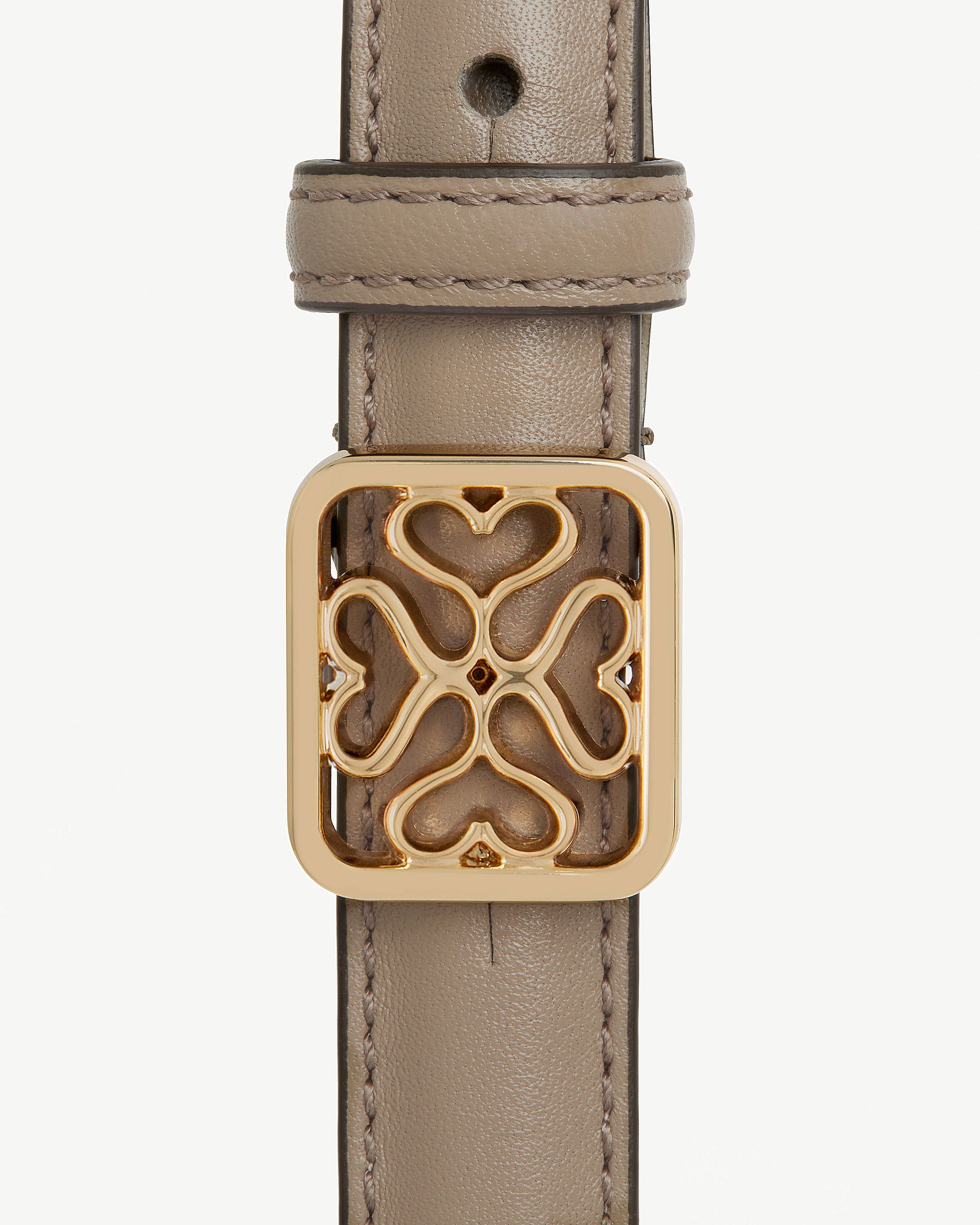 Strathberry Monogram Thin Buckle Belt in Macadamia