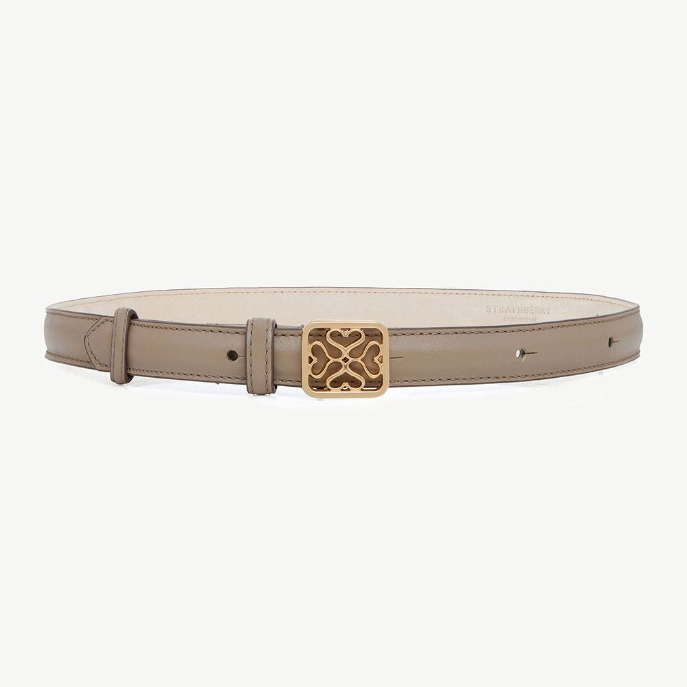Strathberry Monogram Thin Buckle Belt in Macadamia