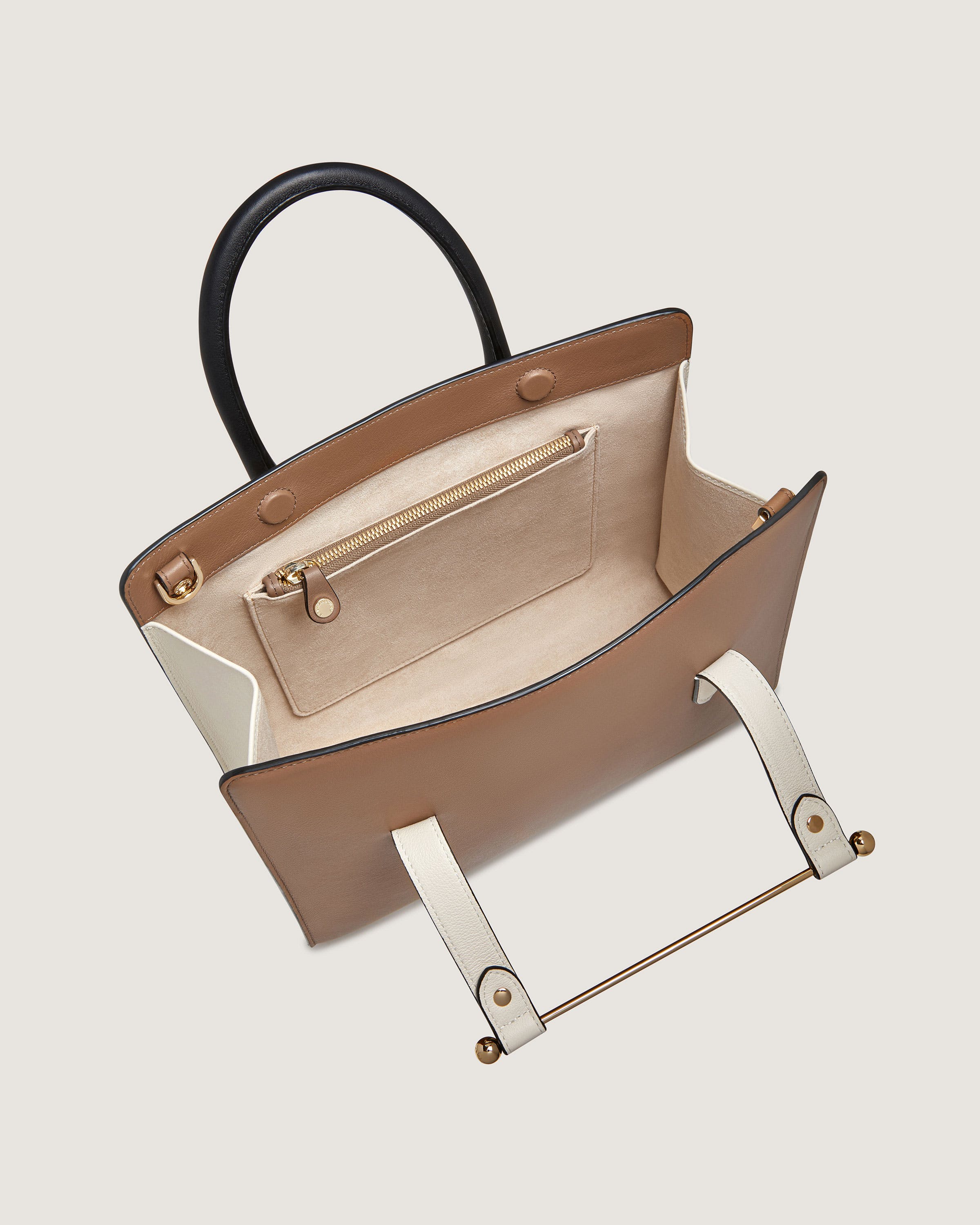 Midi Tote — Clay, White & Black