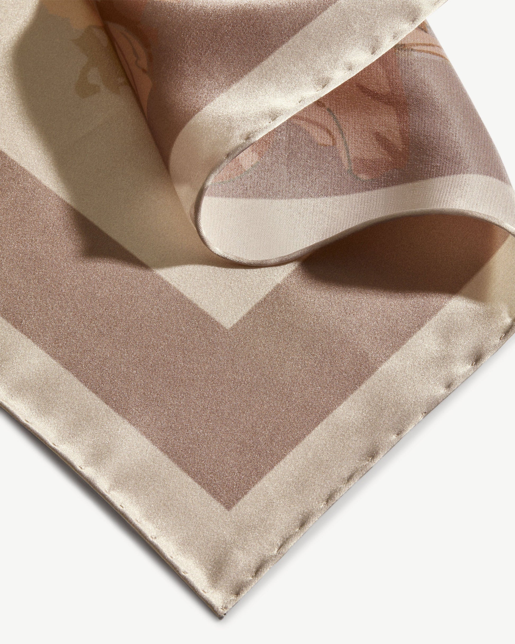 Silk Square Scarf — Oat, Mushroom & Pink