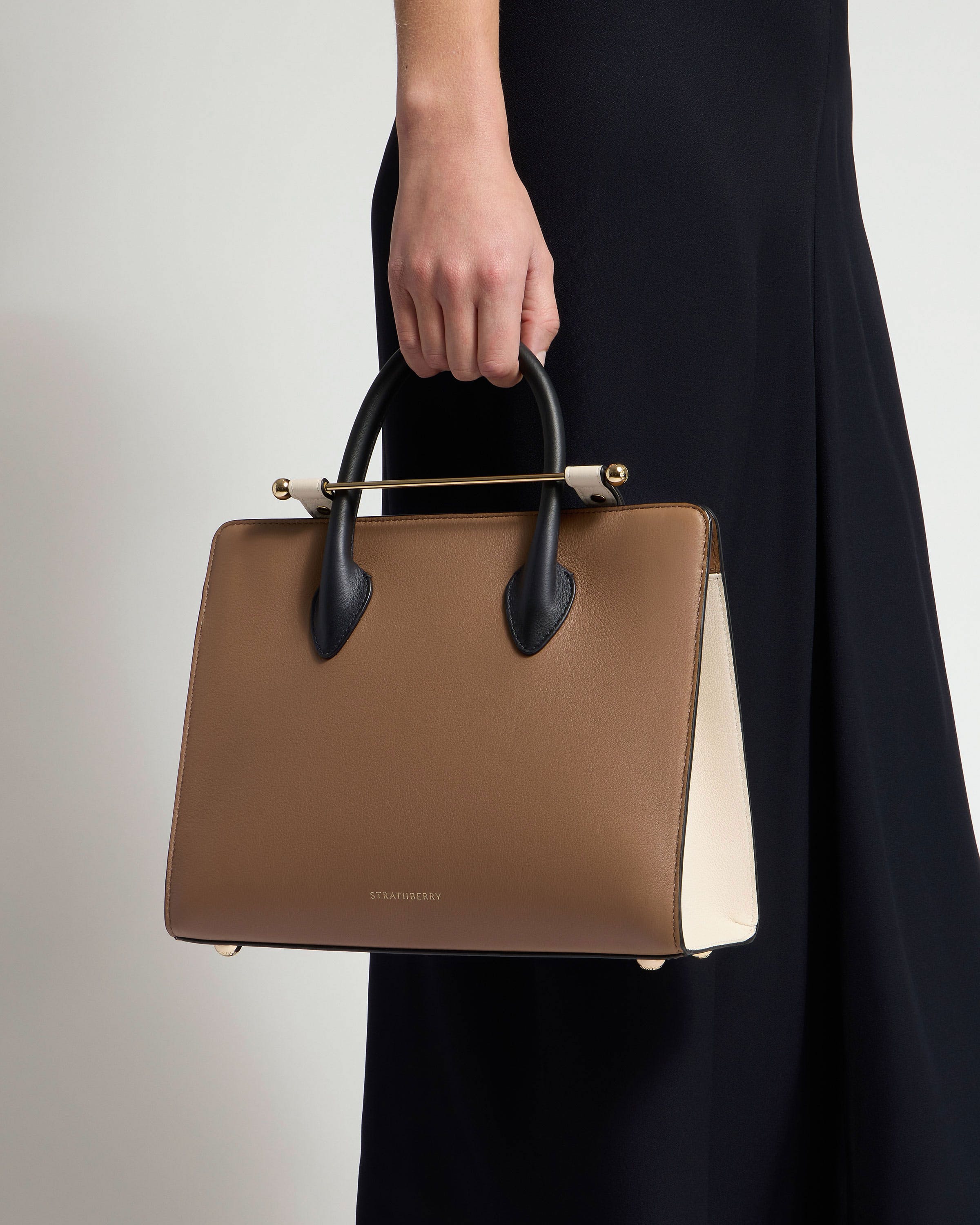 Midi Tote — Clay, White & Black