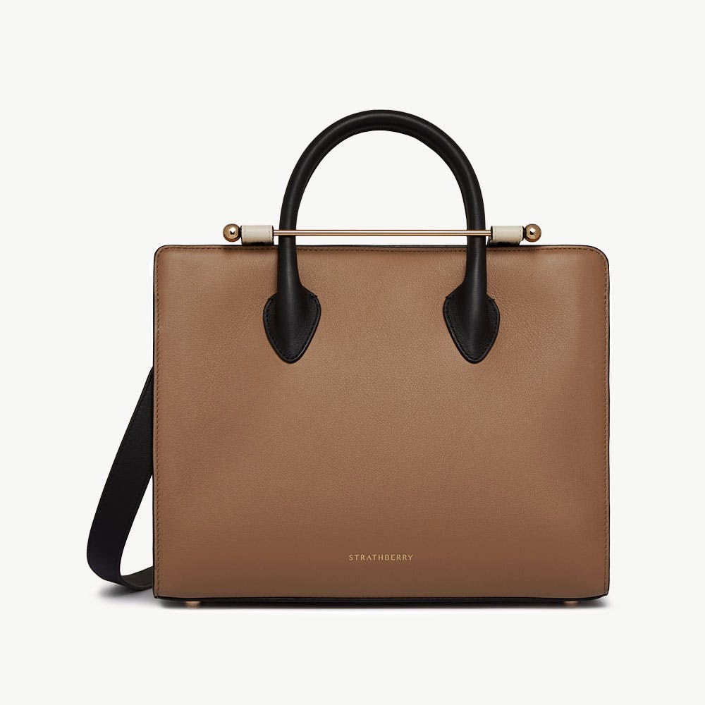 Midi Tote — Clay, White & Black