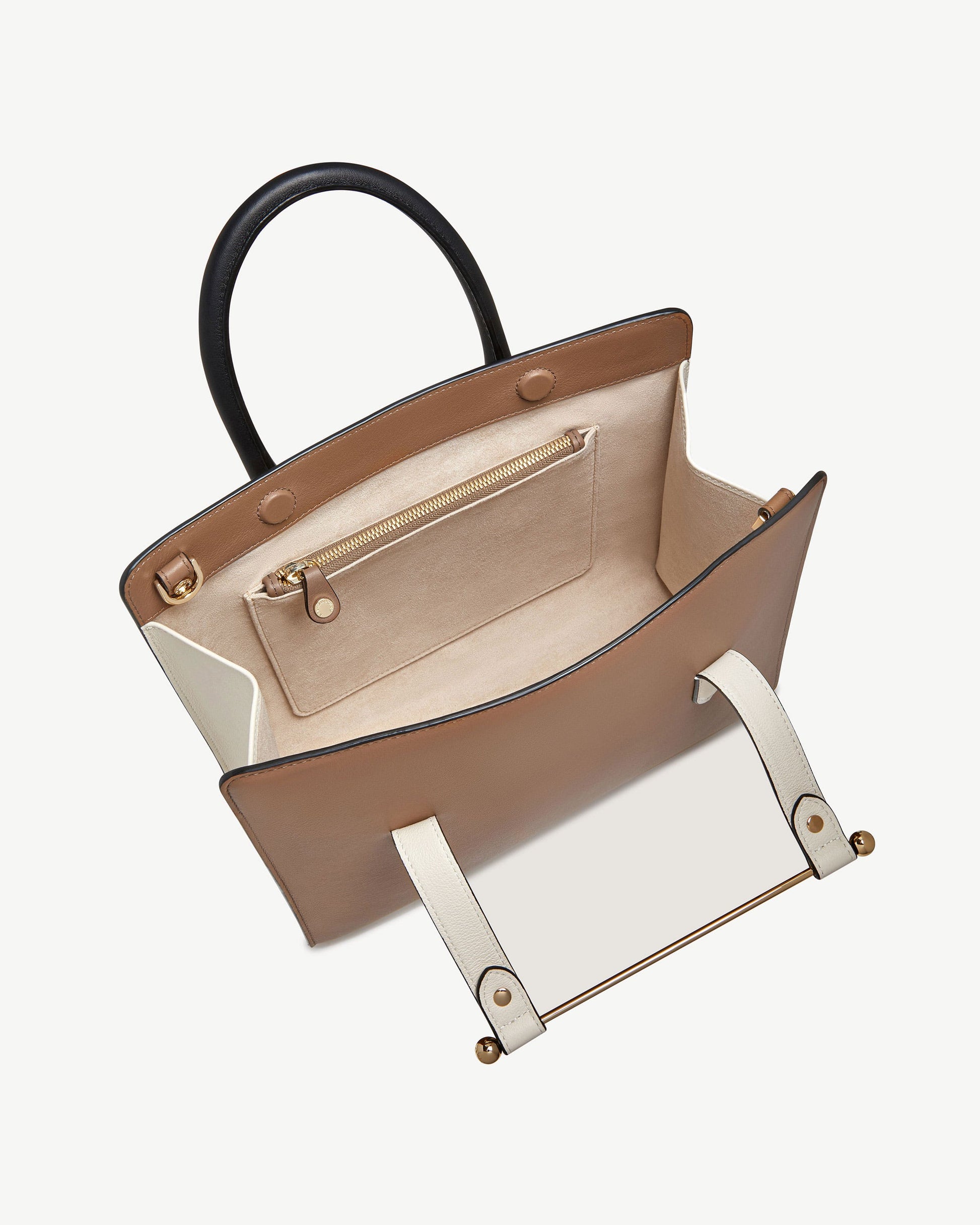 Midi Tote — Clay, White & Black