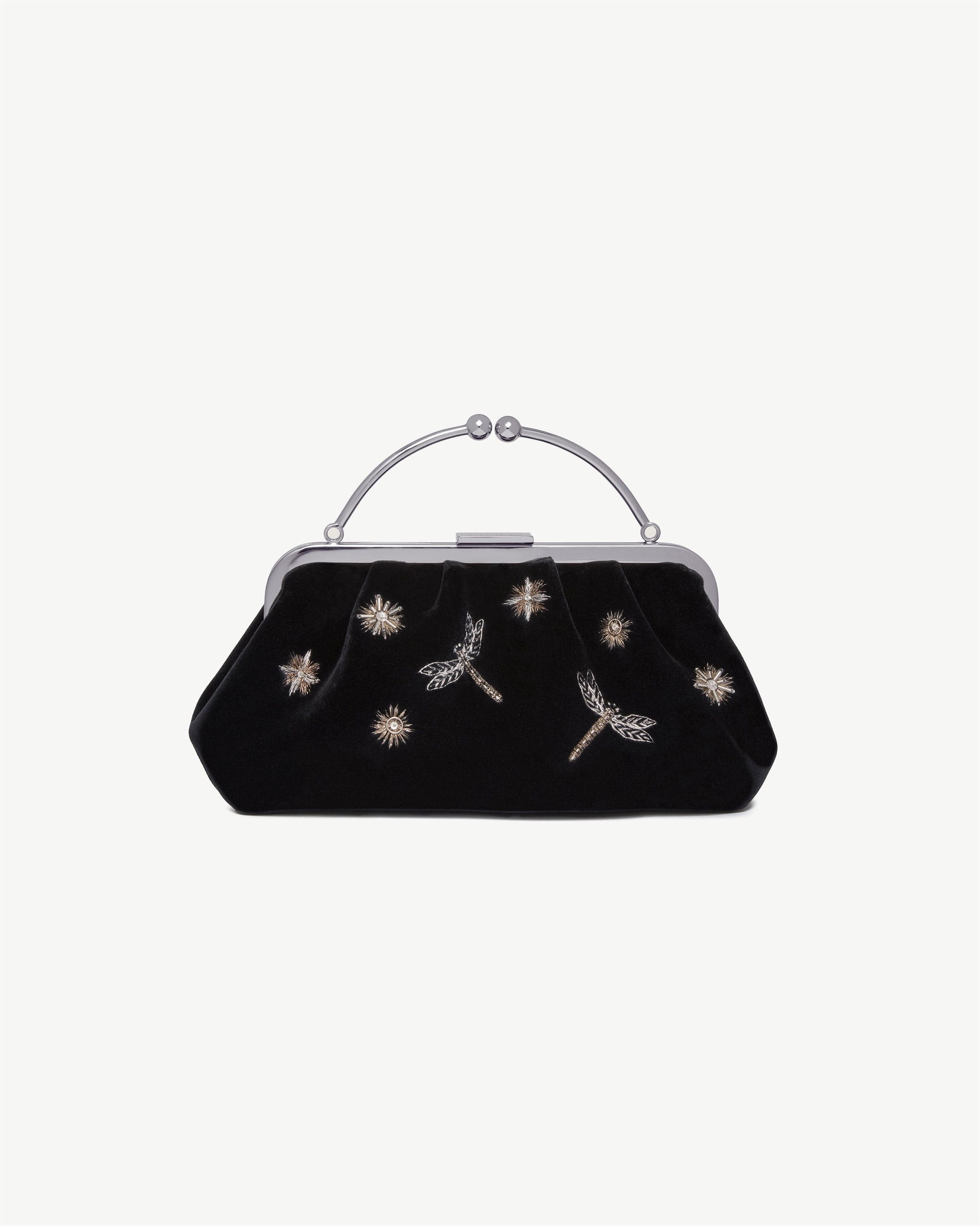 Frame Clutch — Cinq à Sept Black Embroidered Velvet