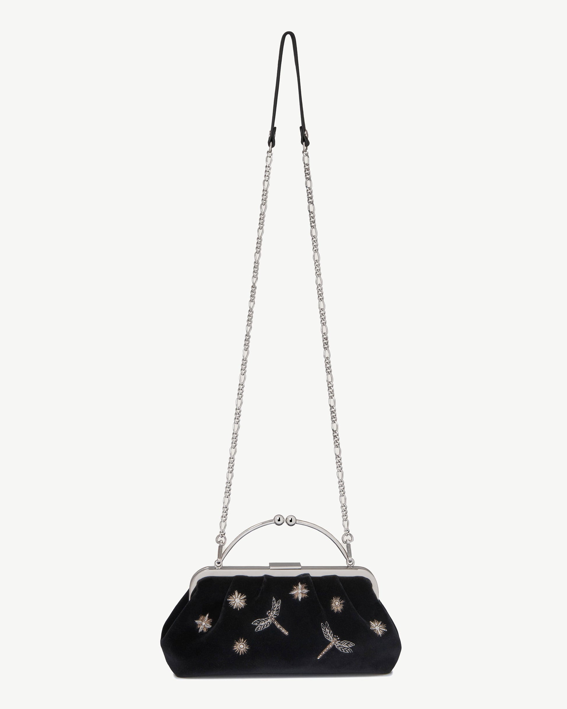 Frame Clutch — Cinq à Sept Black Embroidered Velvet