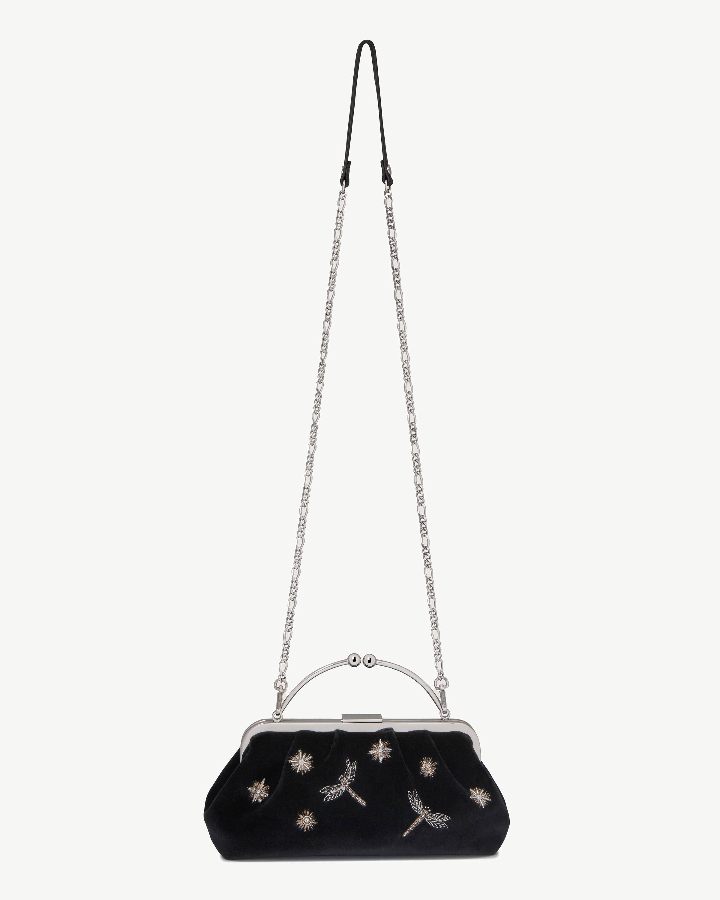 Frame Clutch — Cinq à Sept Black Embroidered Velvet