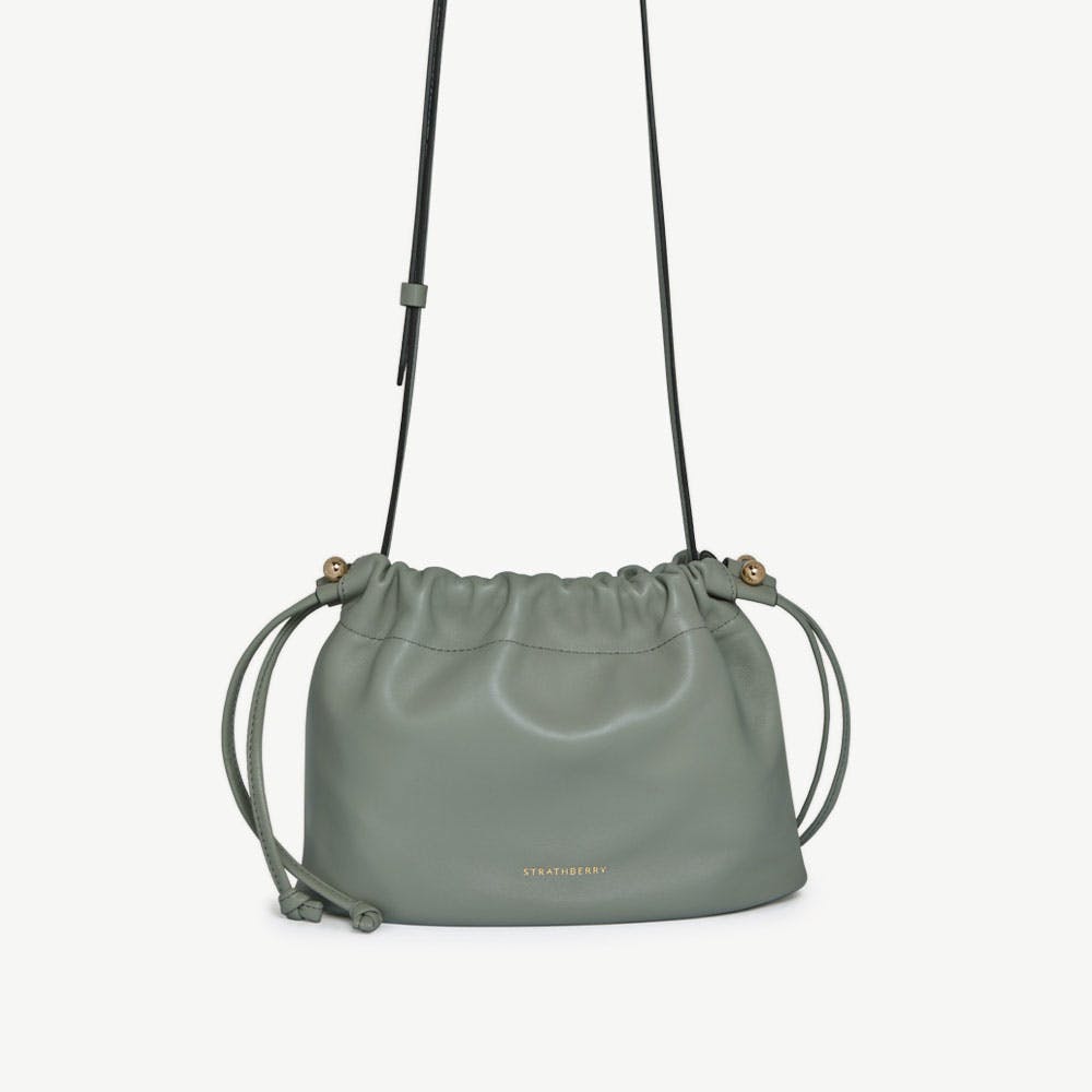 Charlotte Drawstring Bag in Library Green