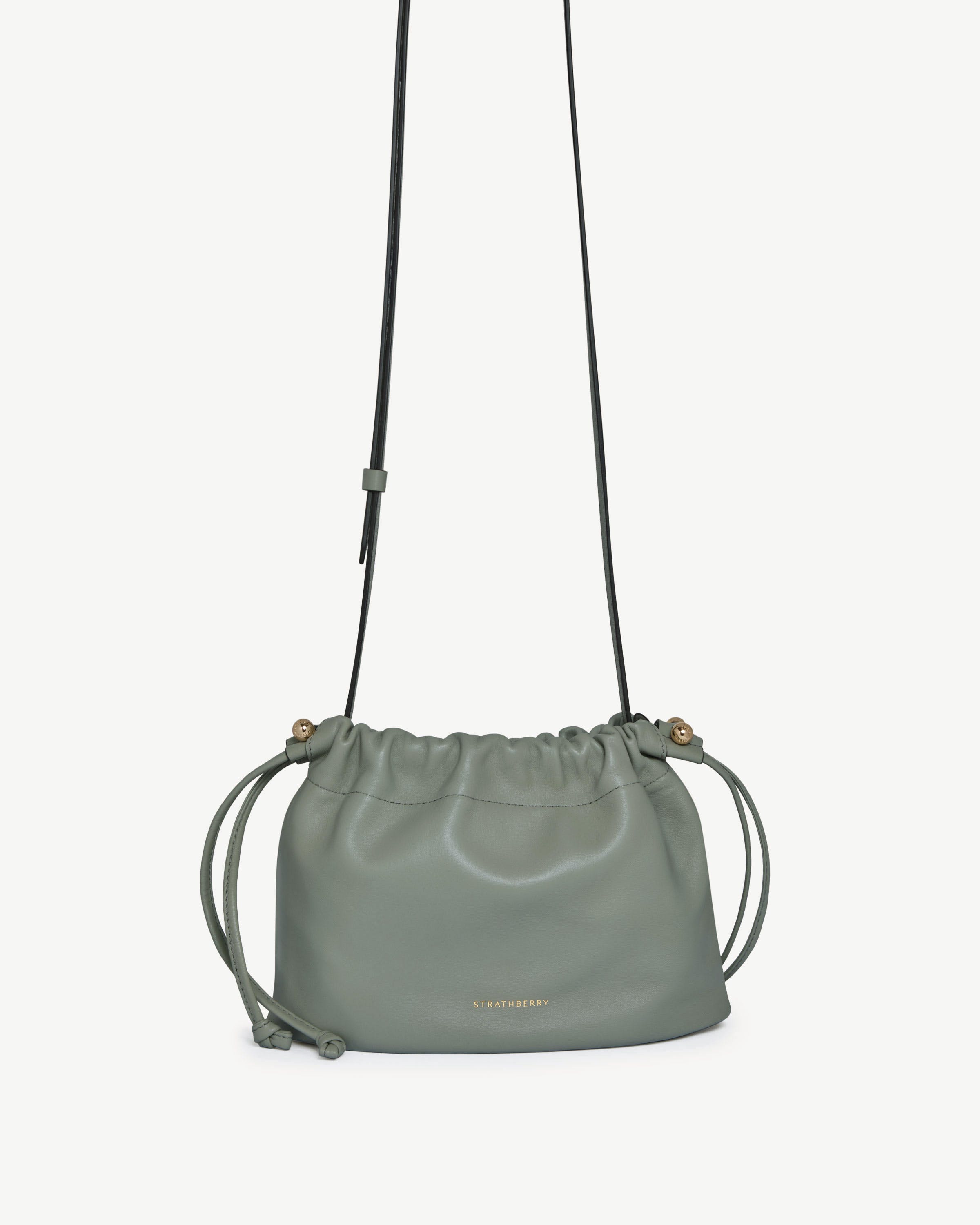 Charlotte Drawstring Bag in Library Green