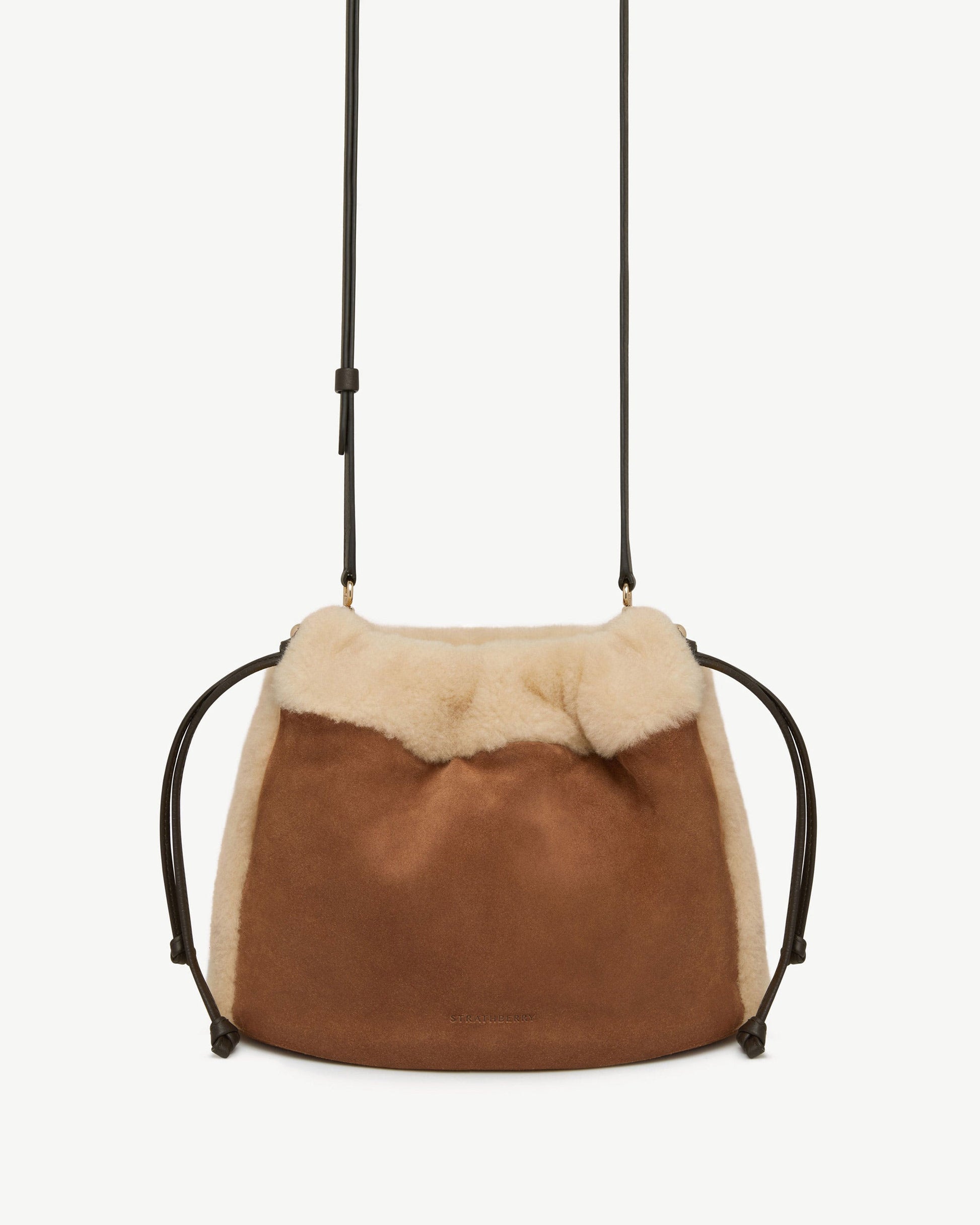 Charlotte Midi Drawstring — Tan Suede & Shearling