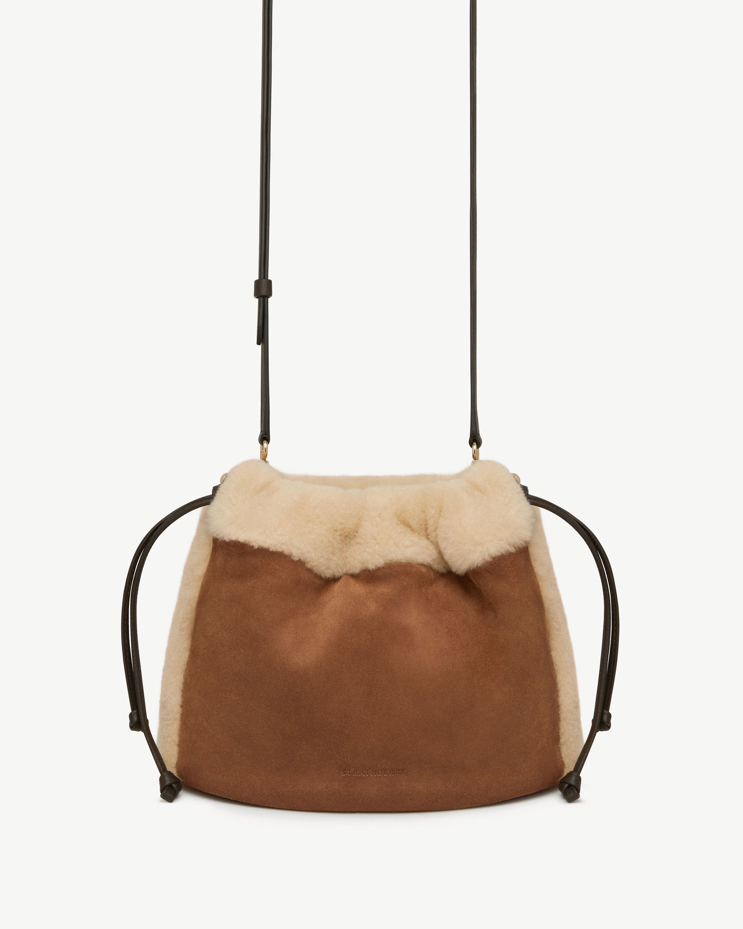 Charlotte Midi Drawstring — Tan Suede & Shearling