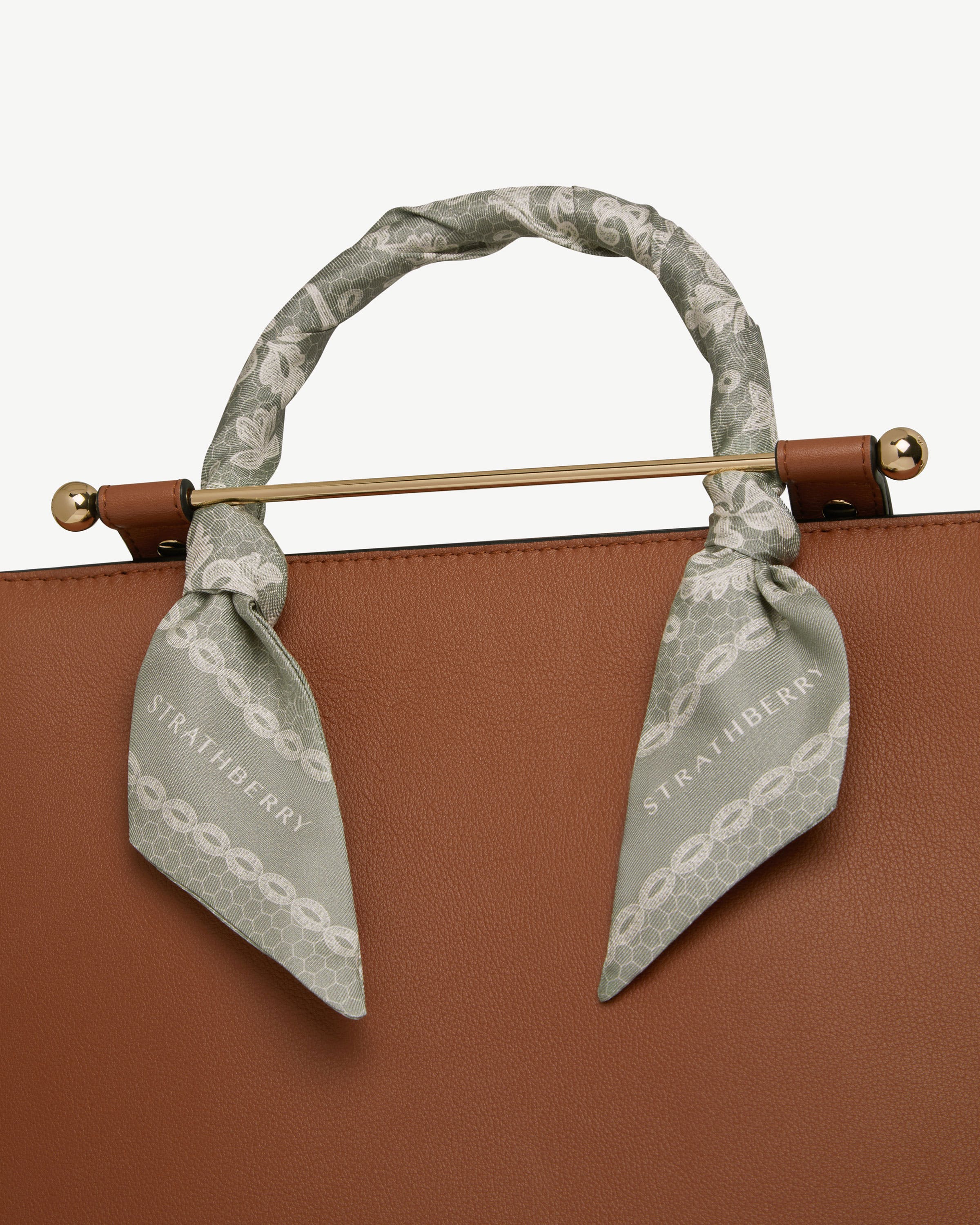 Silk Skinny Scarf — Sage Lace Print