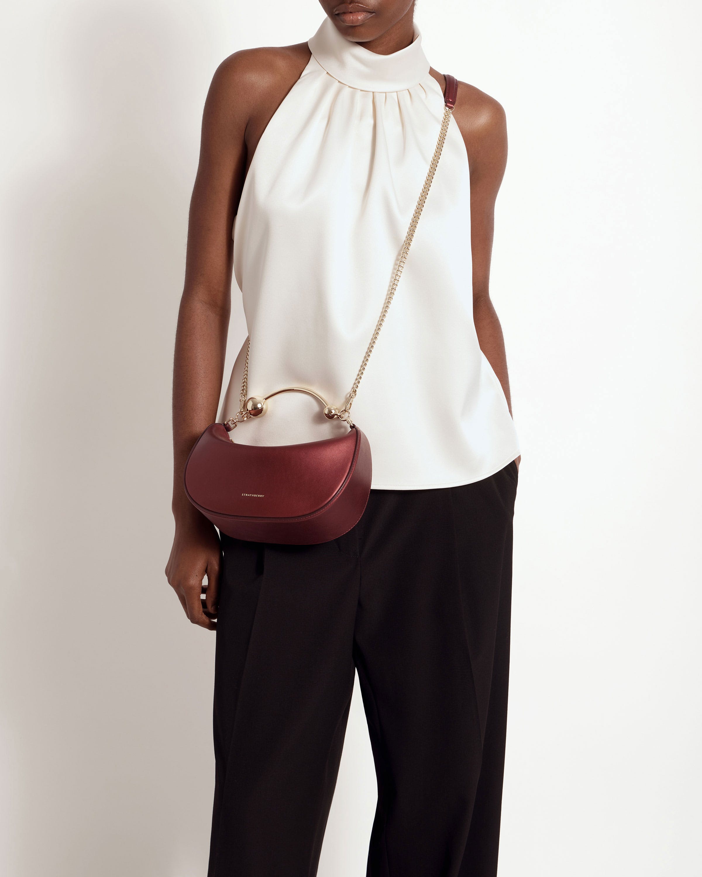 Crescent Moon Mini — Oxblood Metallic Foil