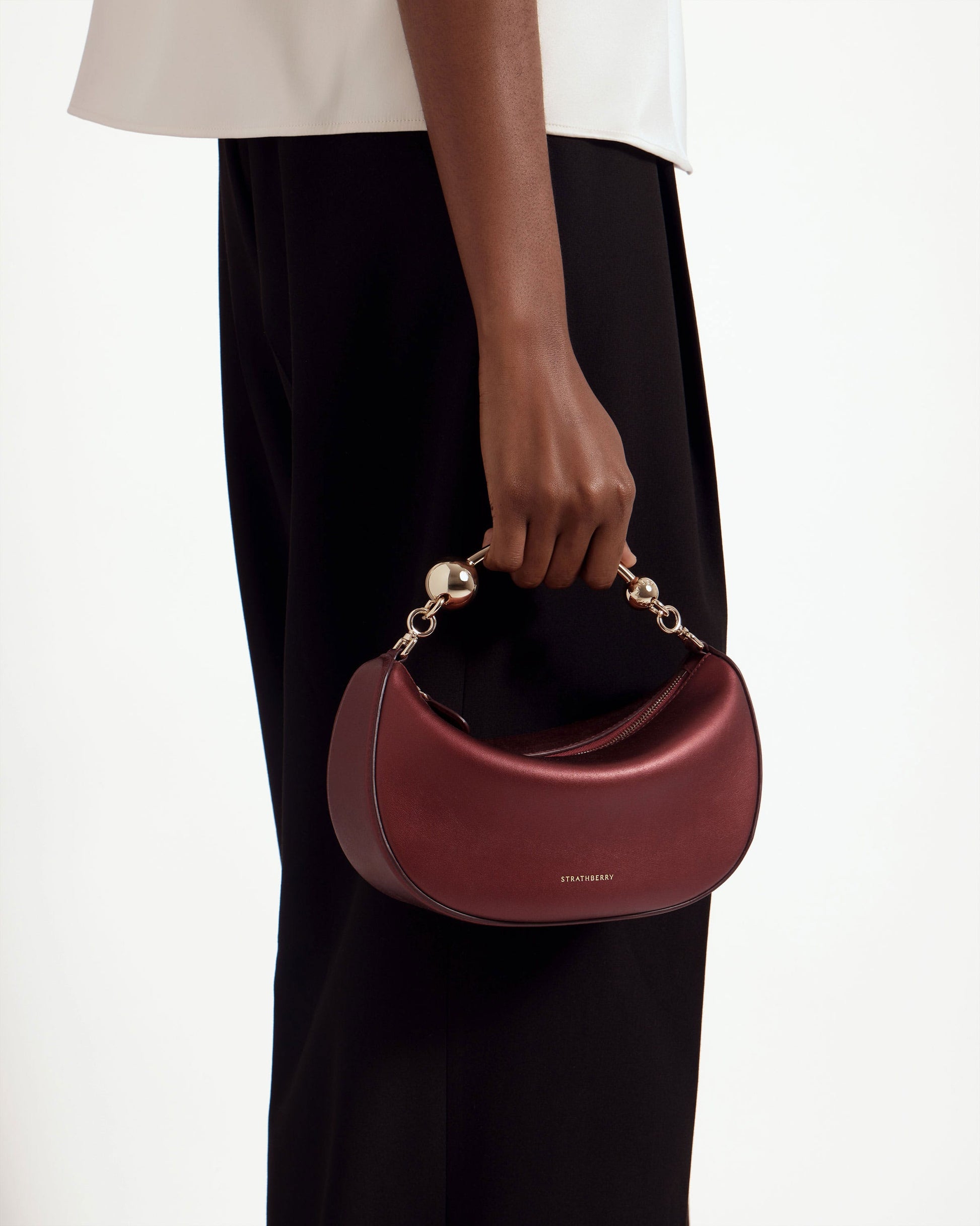 Crescent Moon Mini — Oxblood Metallic Foil