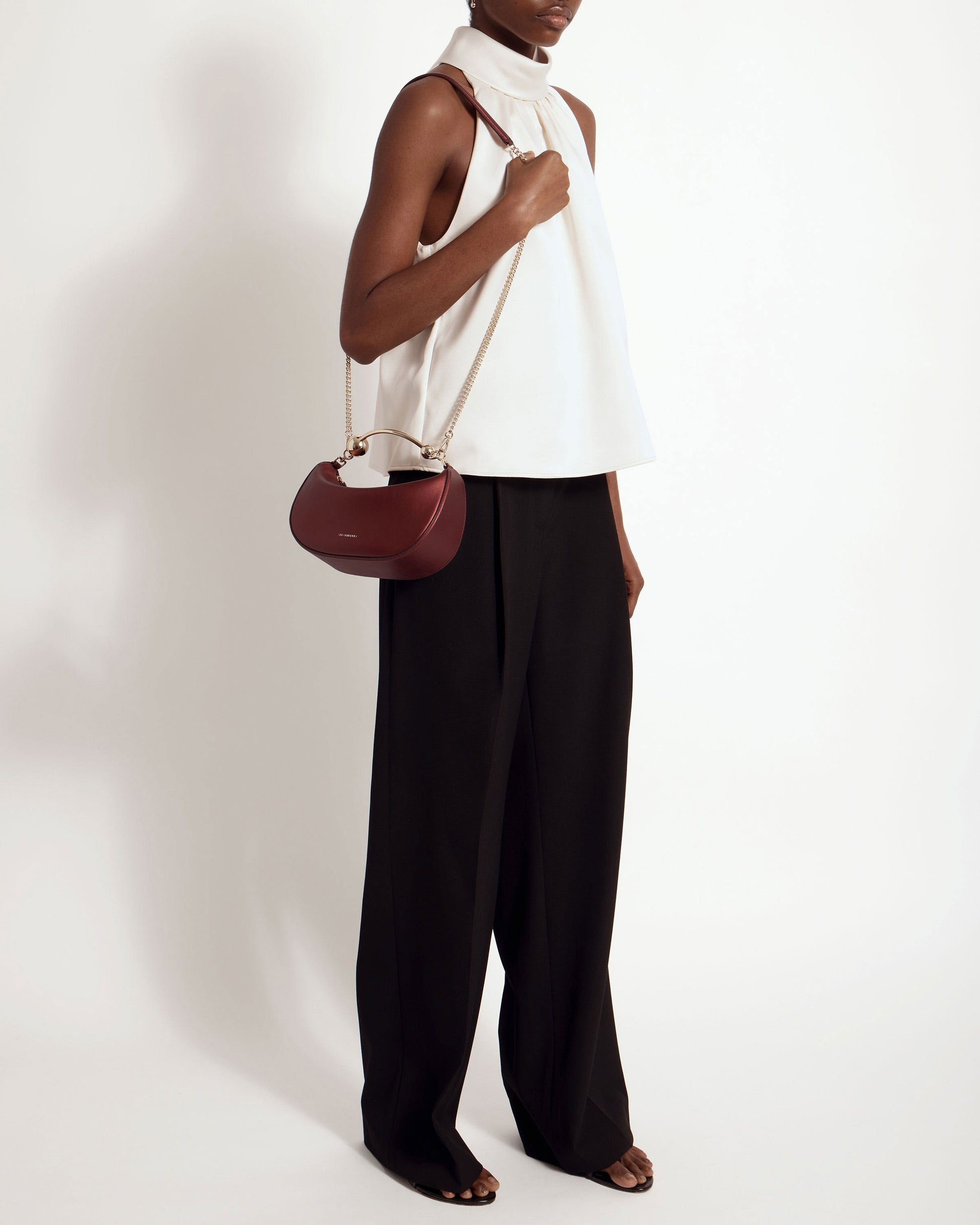 Crescent Moon Mini — Oxblood Metallic Foil