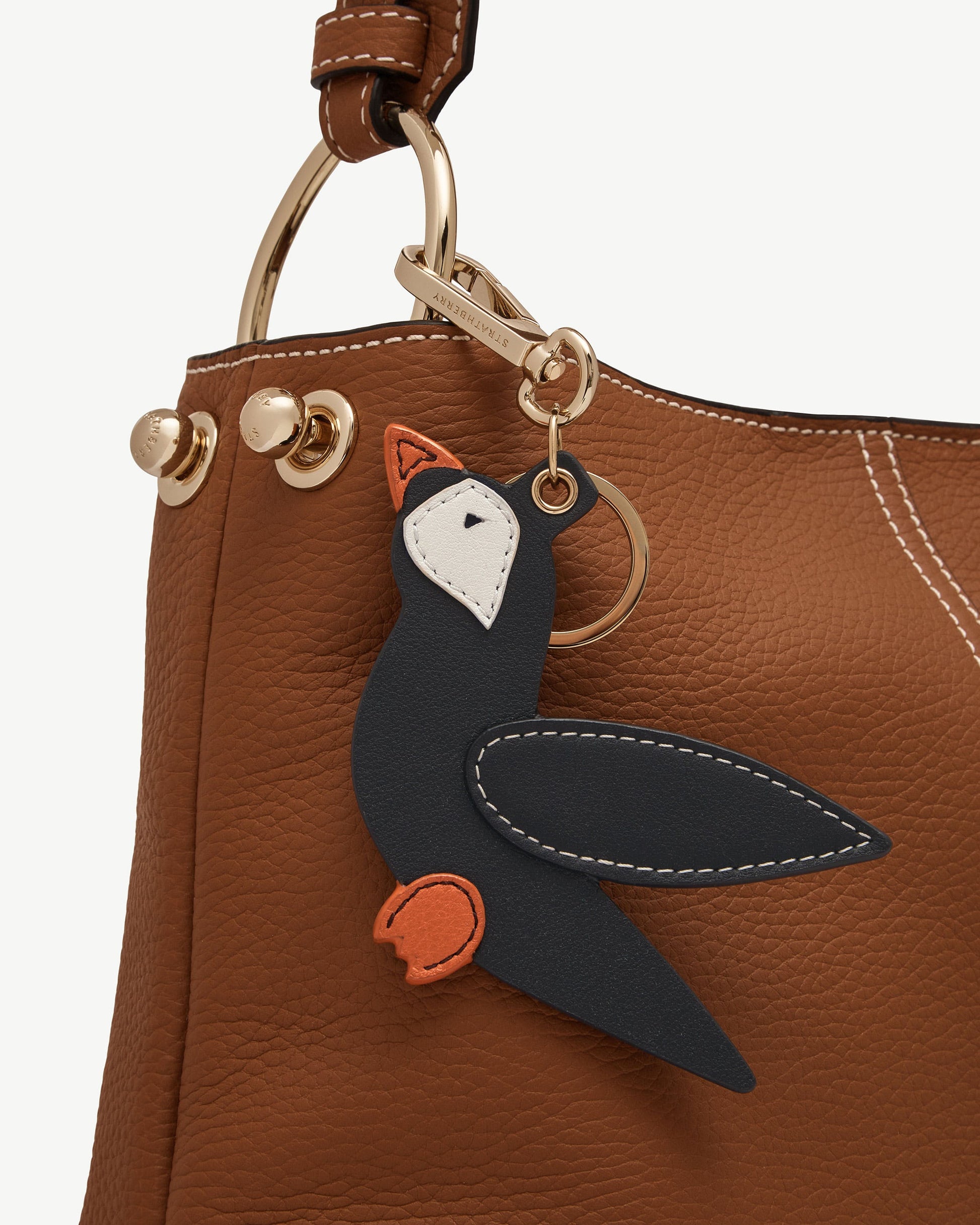 Puffin Bag Charm — Black, Vanilla & Marmalade