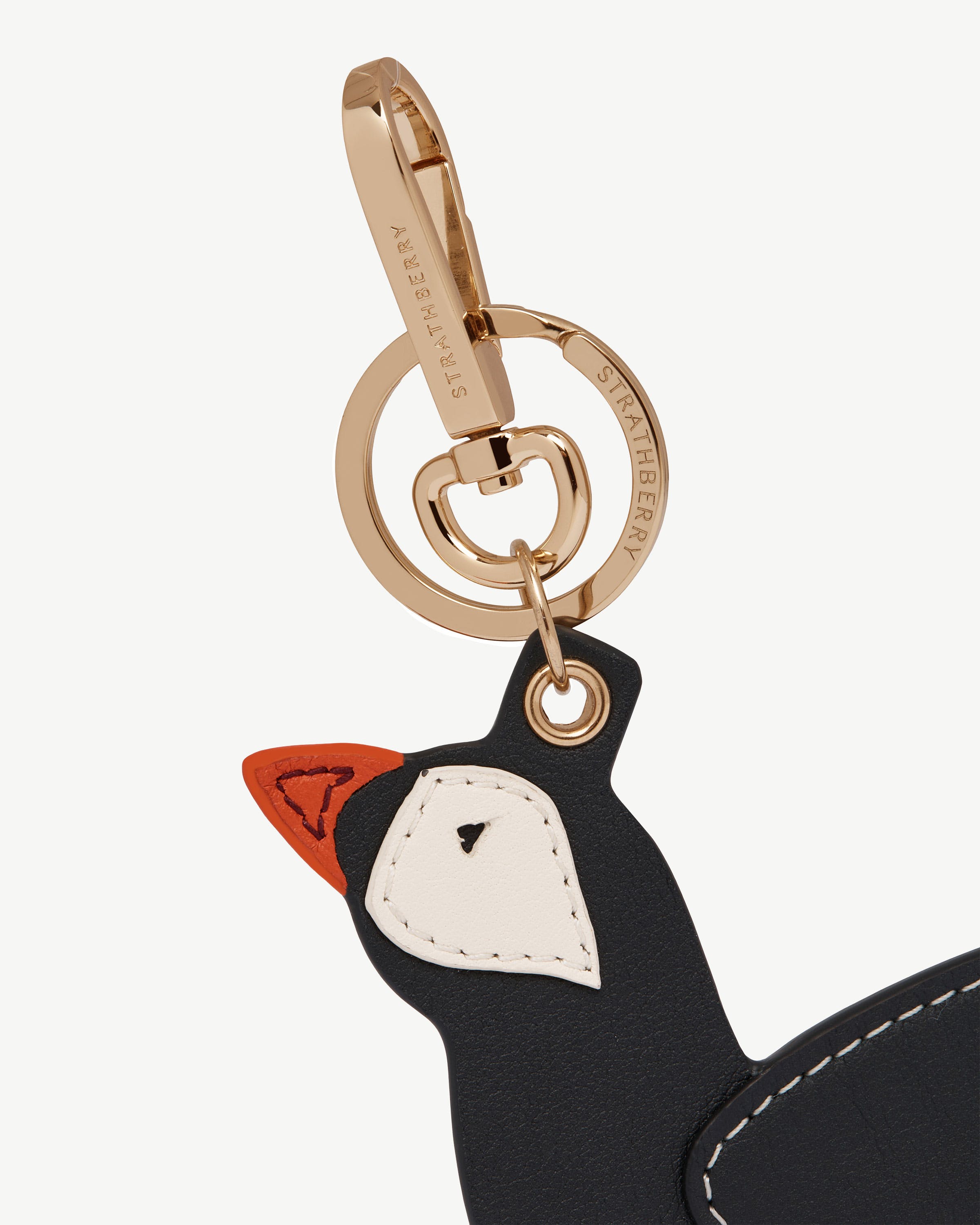 Puffin Bag Charm — Black, Vanilla & Marmalade