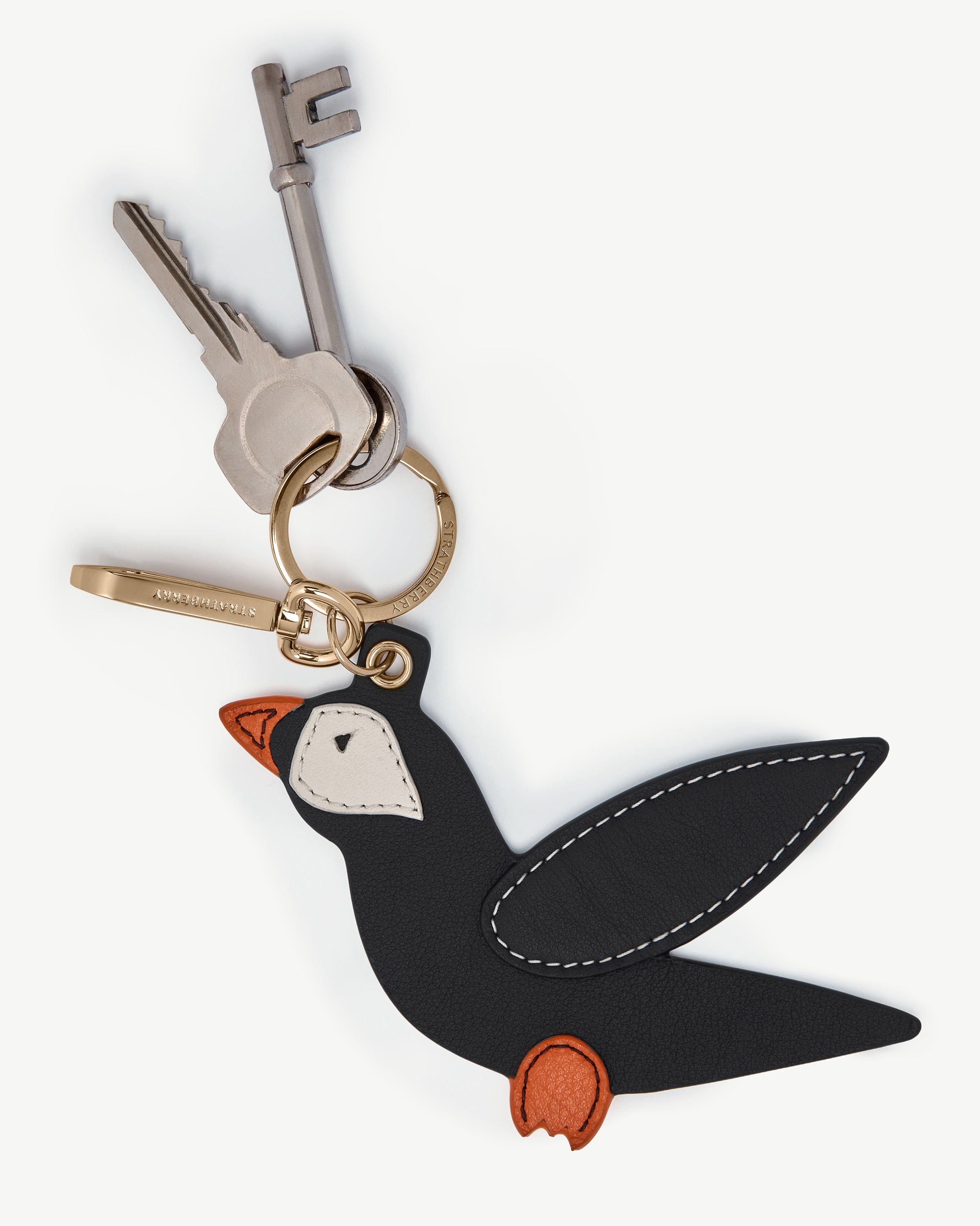 Puffin Bag Charm — Black, Vanilla & Marmalade