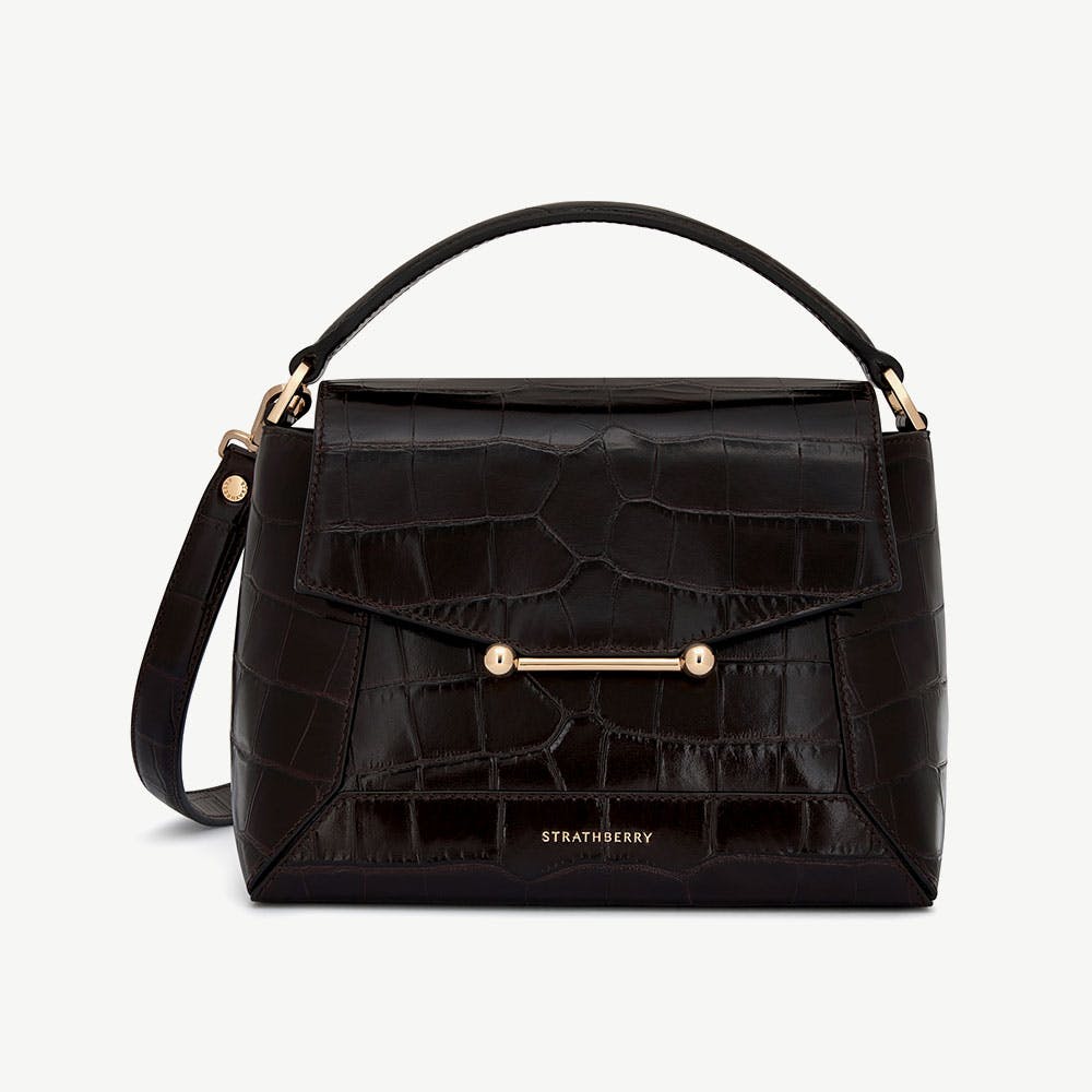 Mosaic Bag — Mahogany Croc-Embossed Leather