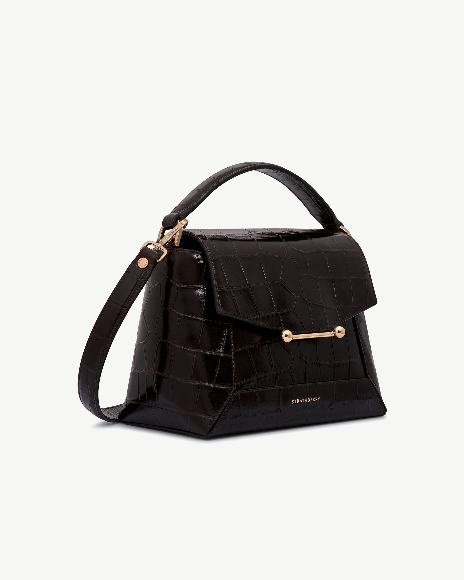 Mosaic Bag — Mahogany Croc-Embossed Leather