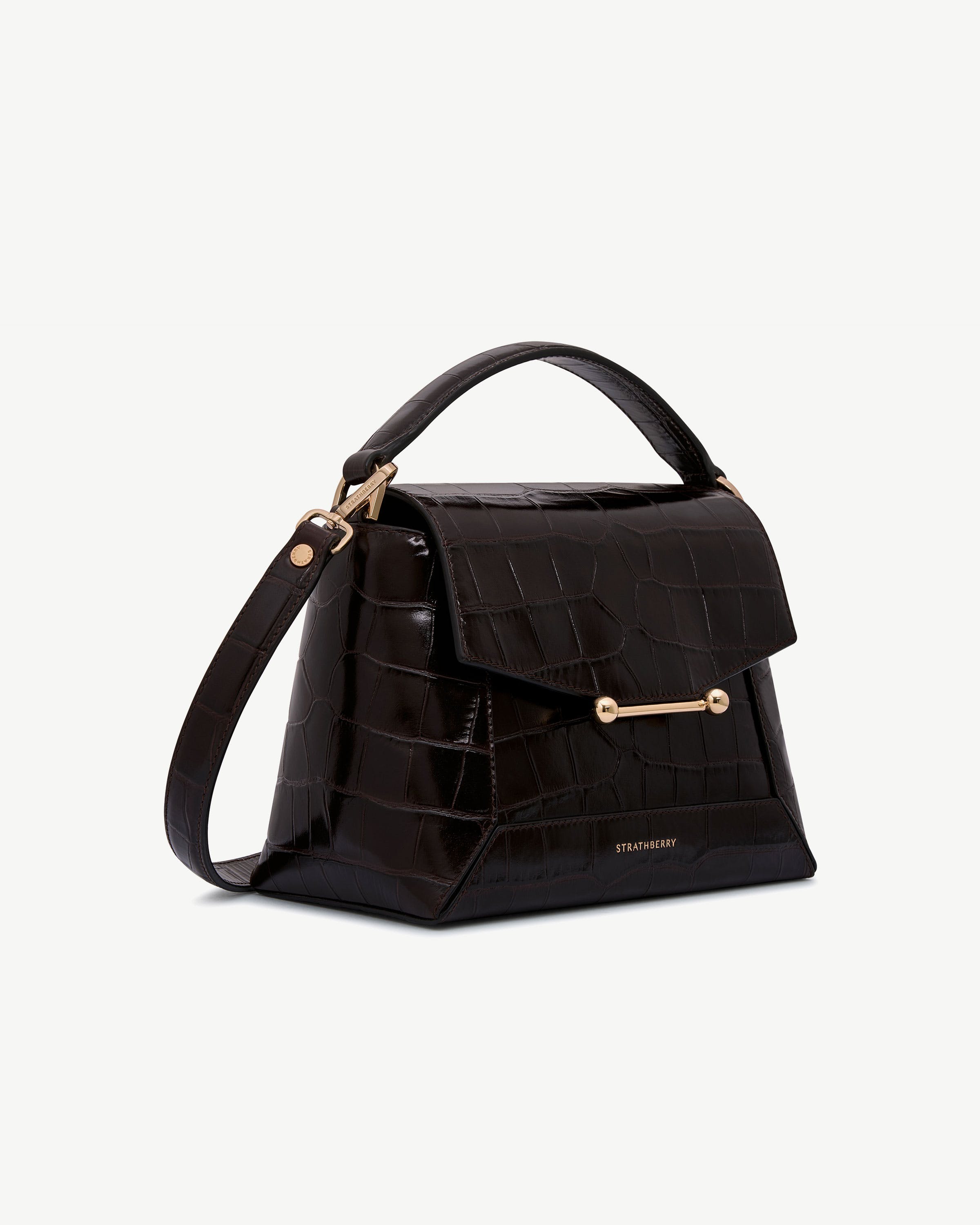 Mosaic Bag — Mahogany Croc-Embossed Leather