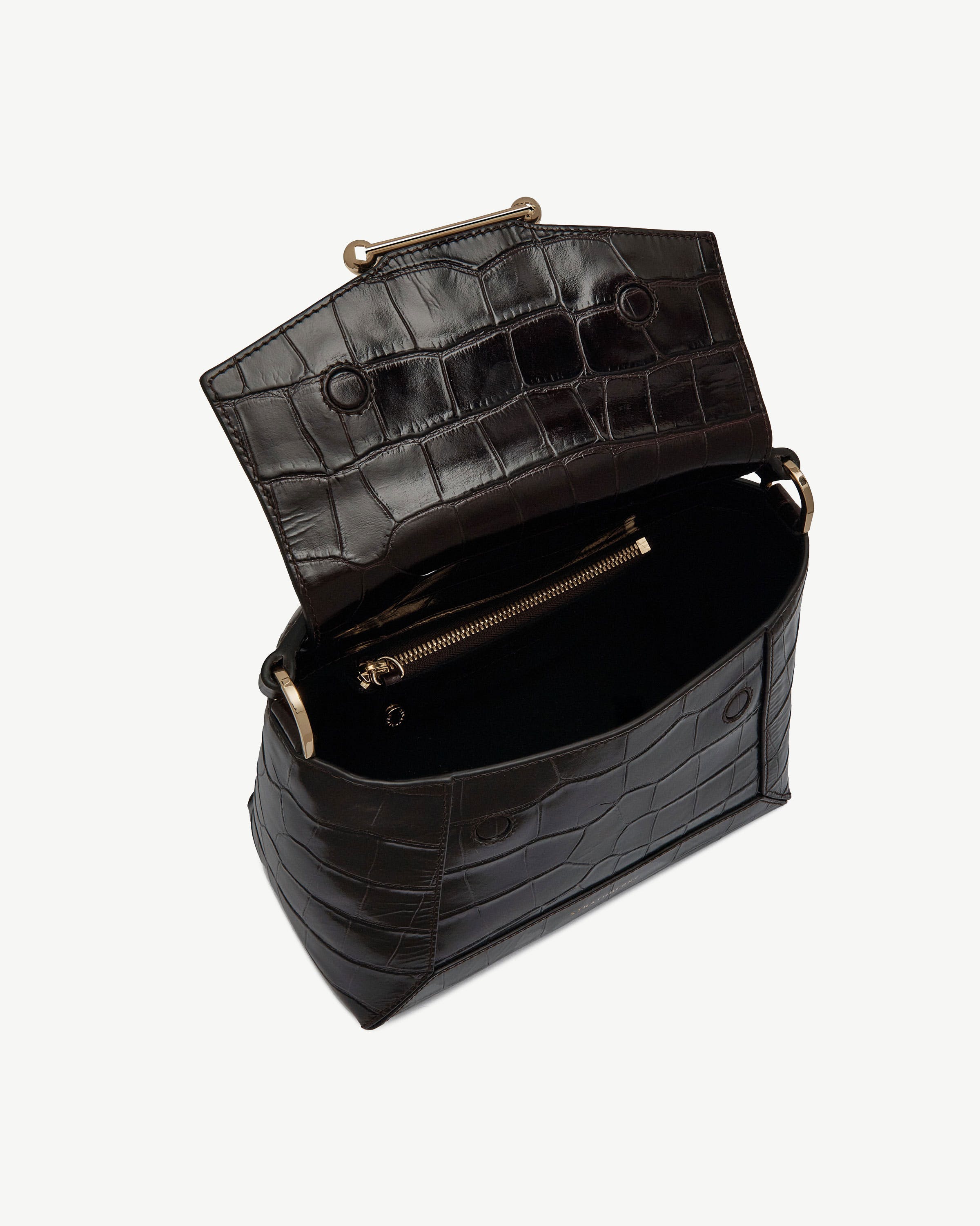 Mosaic Bag — Mahogany Croc-Embossed Leather