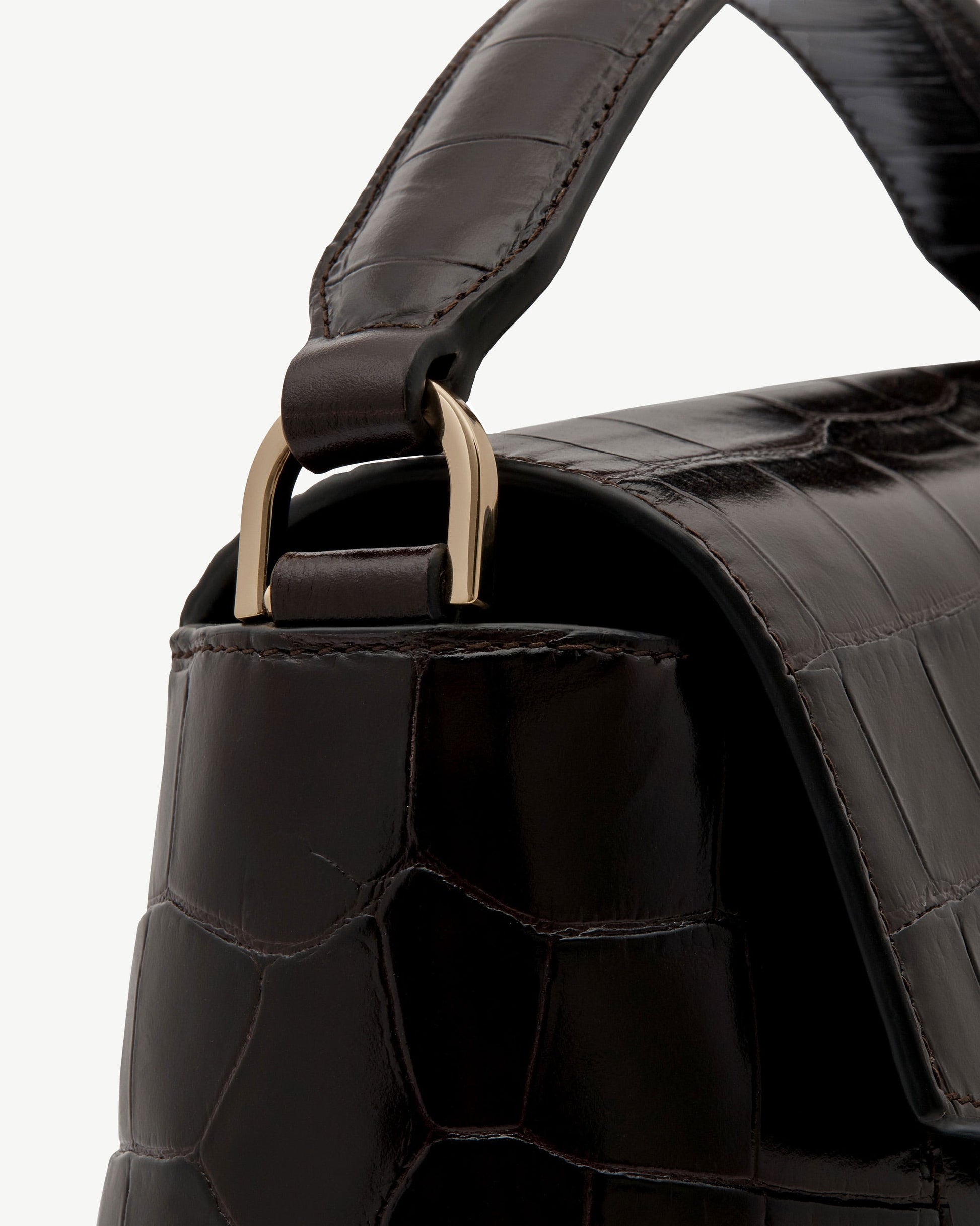 Mosaic Bag — Mahogany Croc-Embossed Leather