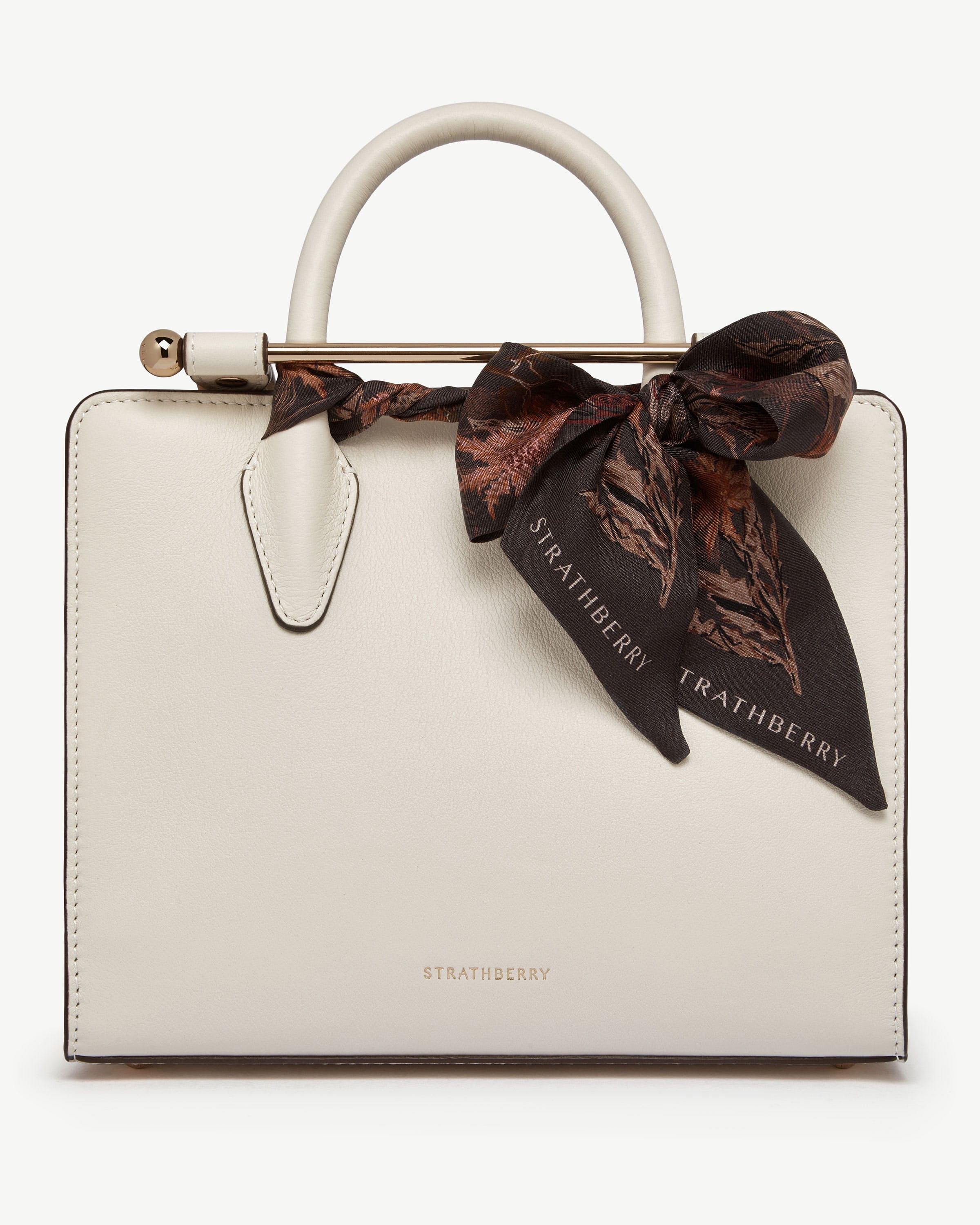 Silk Skinny Scarf — Espresso Thistle Print