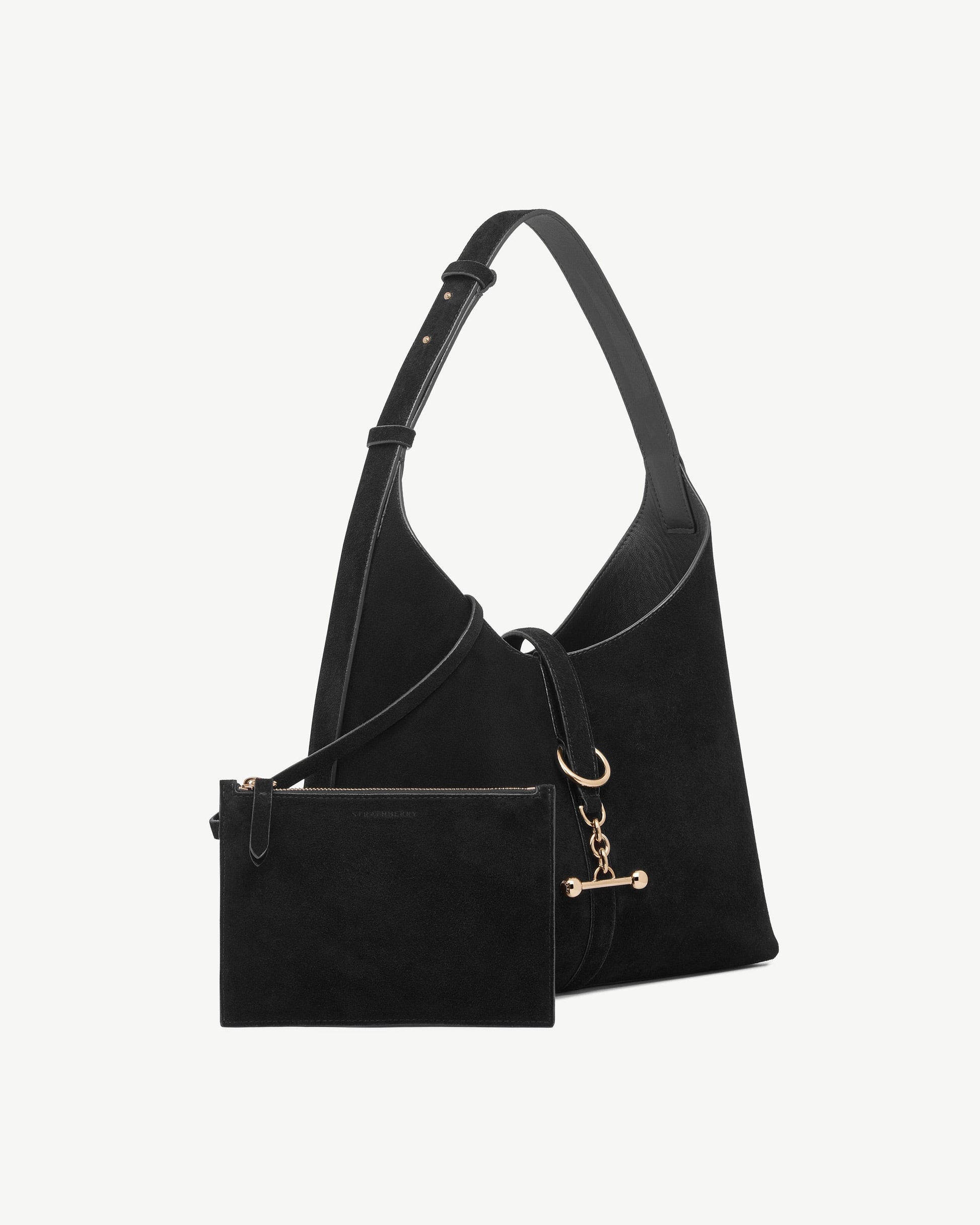 Kite Hobo in Black Suede