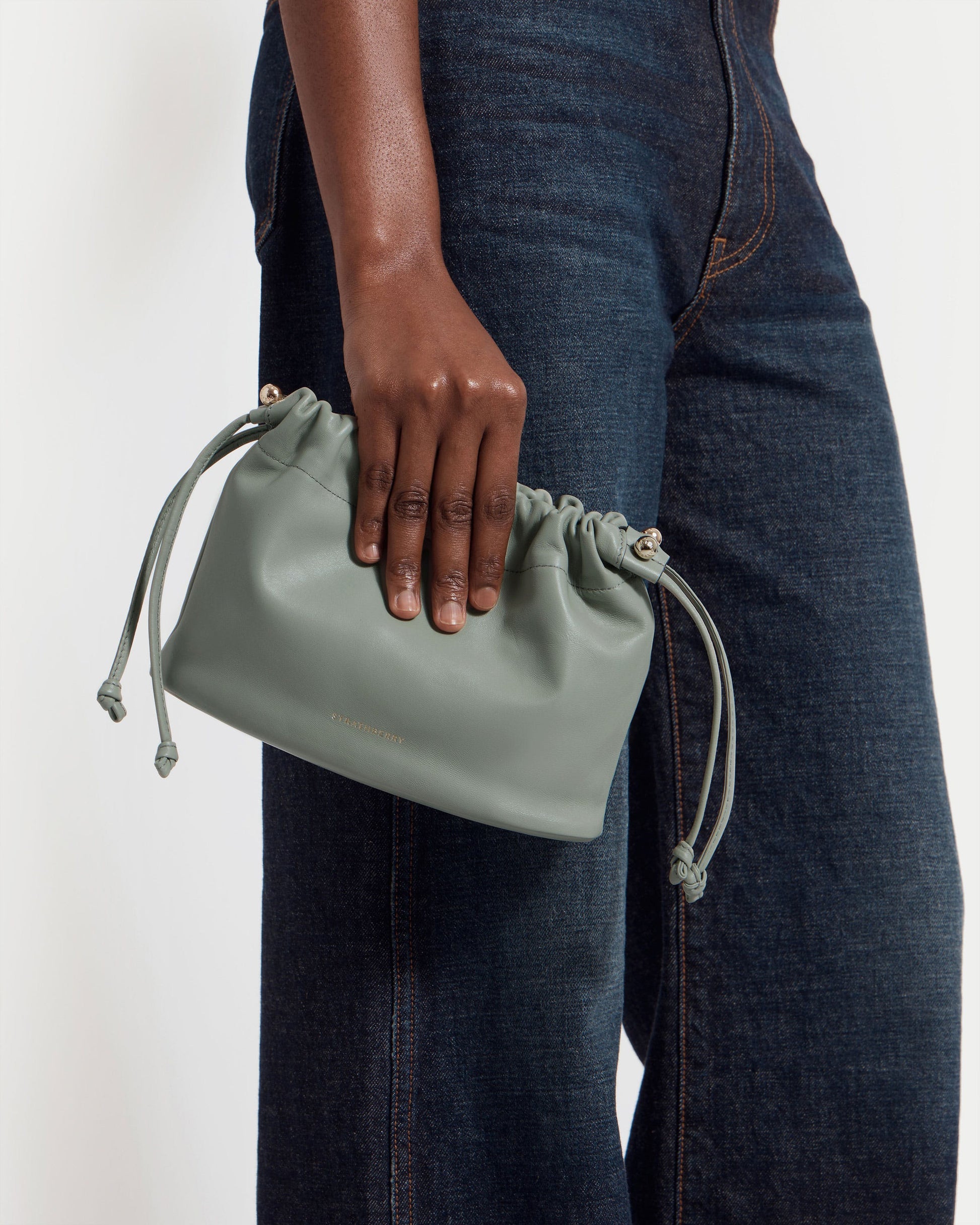 Charlotte Drawstring Bag in Library Green