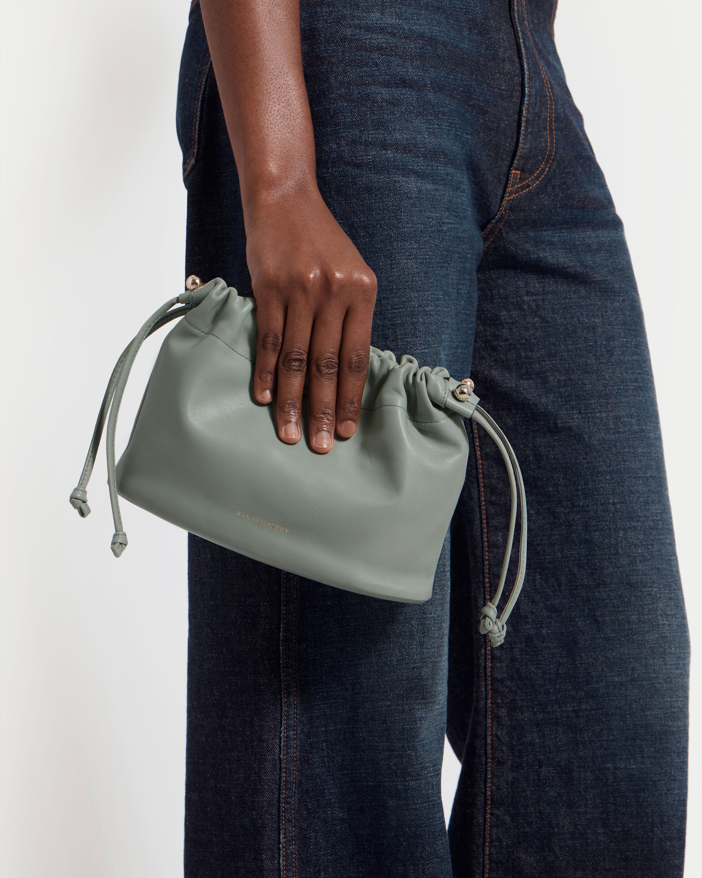 Charlotte Drawstring Bag in Library Green