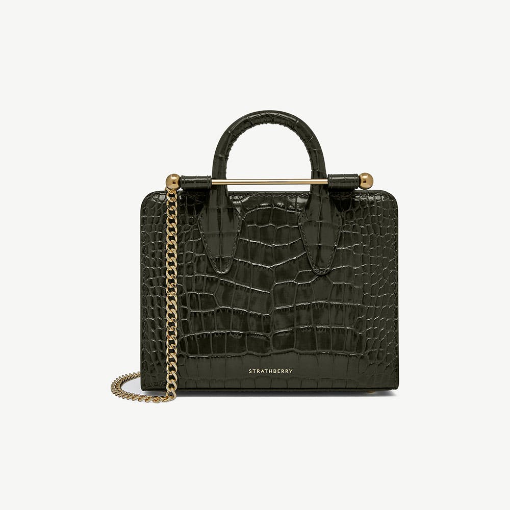 Nano Tote — Forest Croc-Embossed Leather
