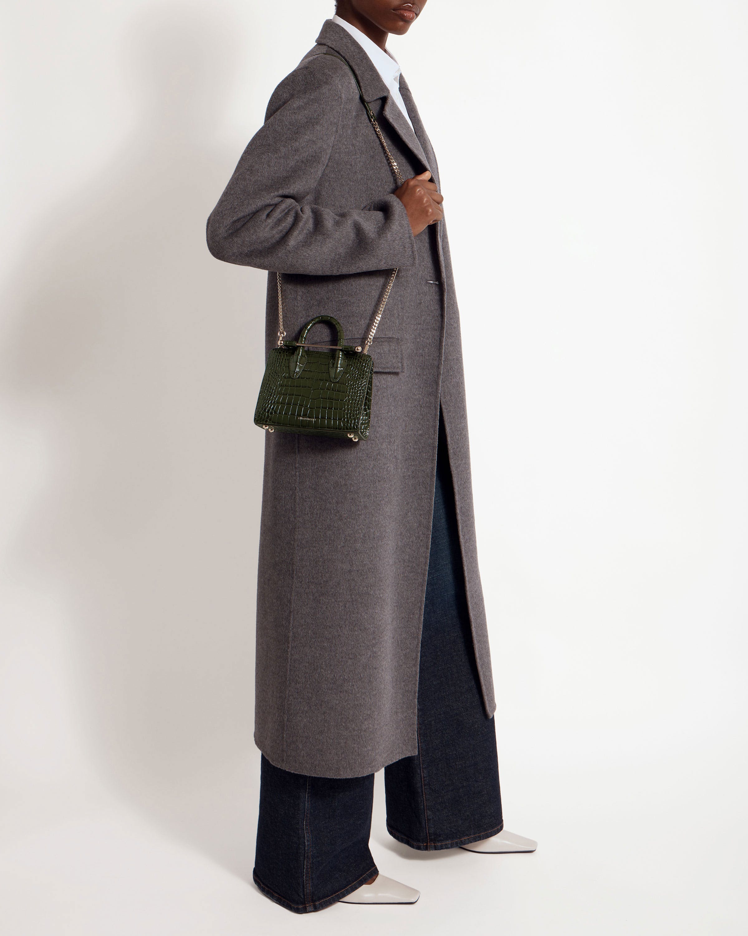 Nano Tote — Forest Croc-Embossed Leather