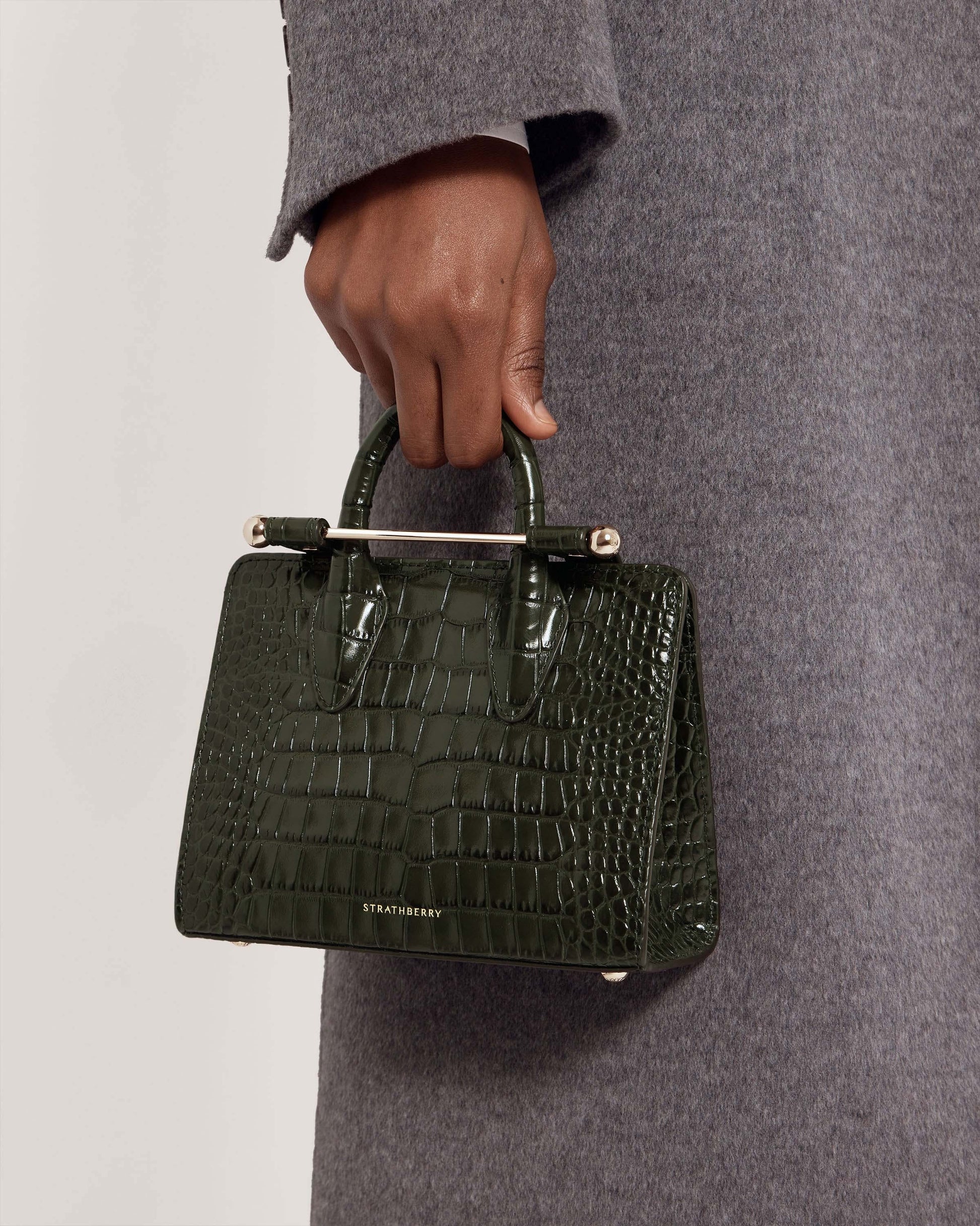 Nano Tote — Forest Croc-Embossed Leather