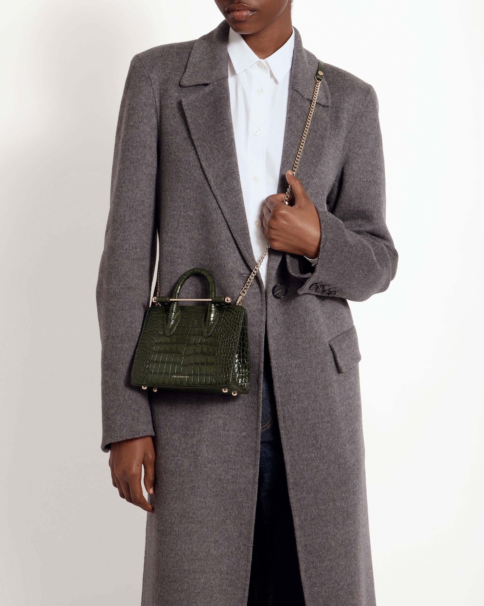 Nano Tote — Forest Croc-Embossed Leather