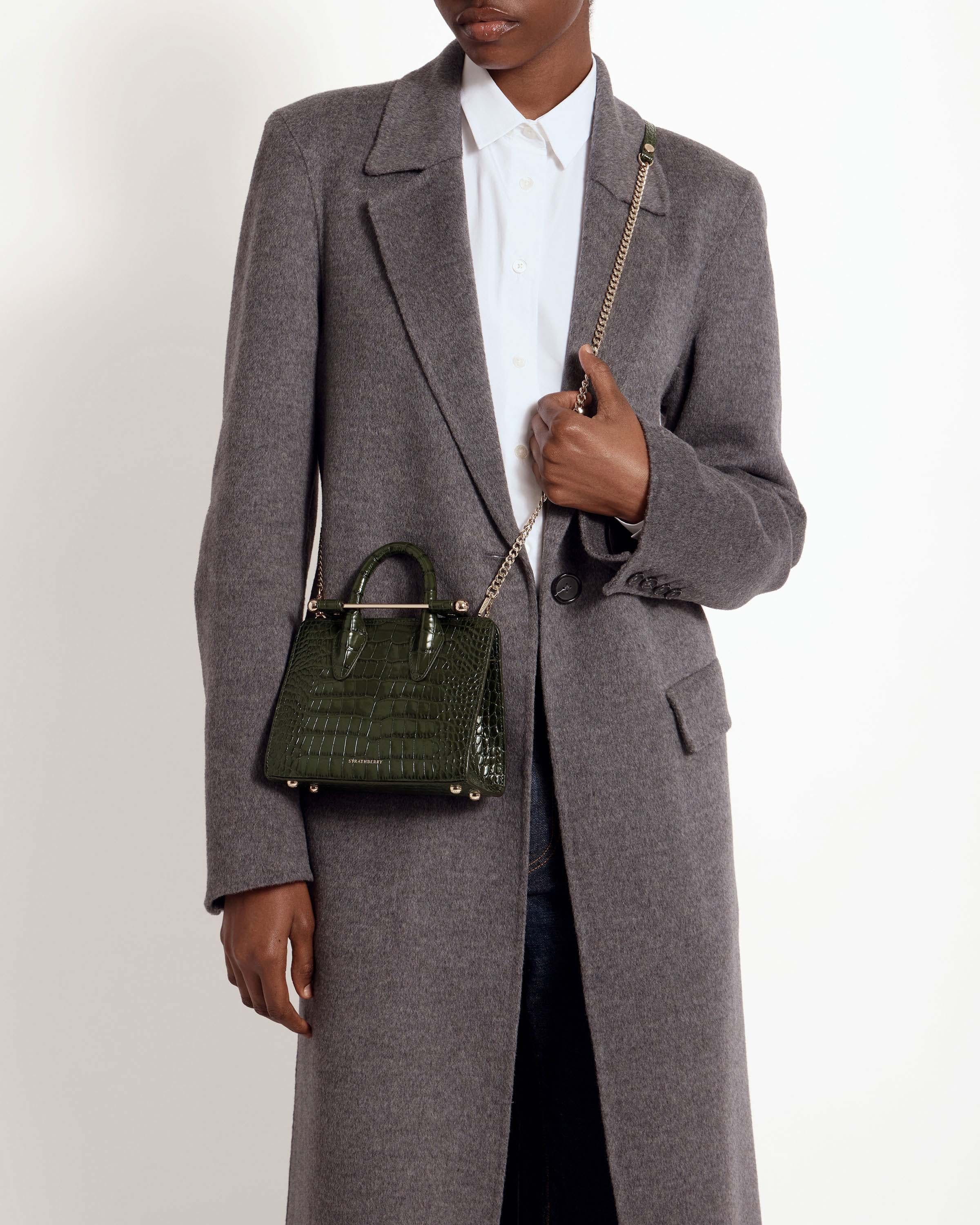 Nano Tote — Forest Croc-Embossed Leather