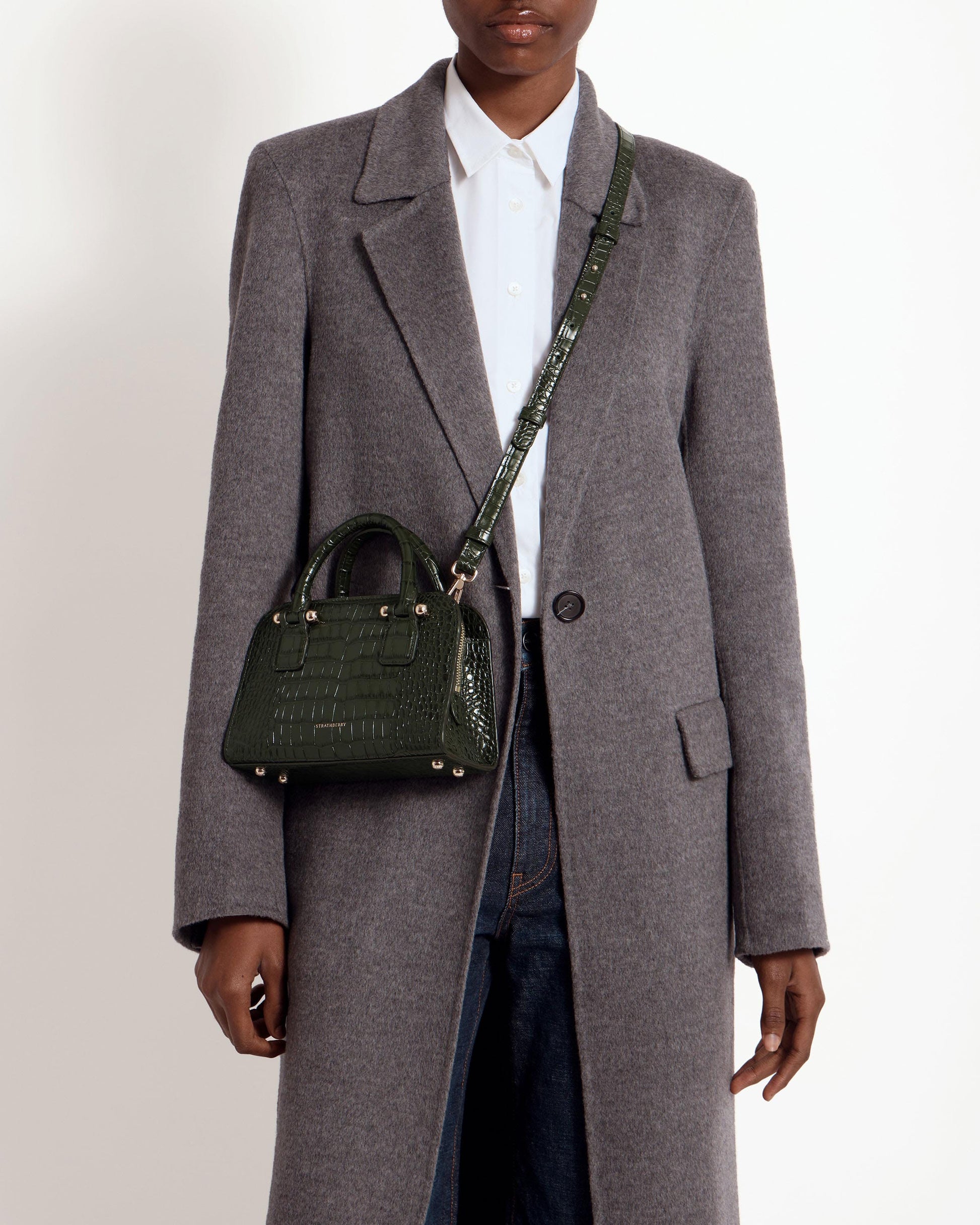 Georgia Mini — Forest Croc-Embossed Leather