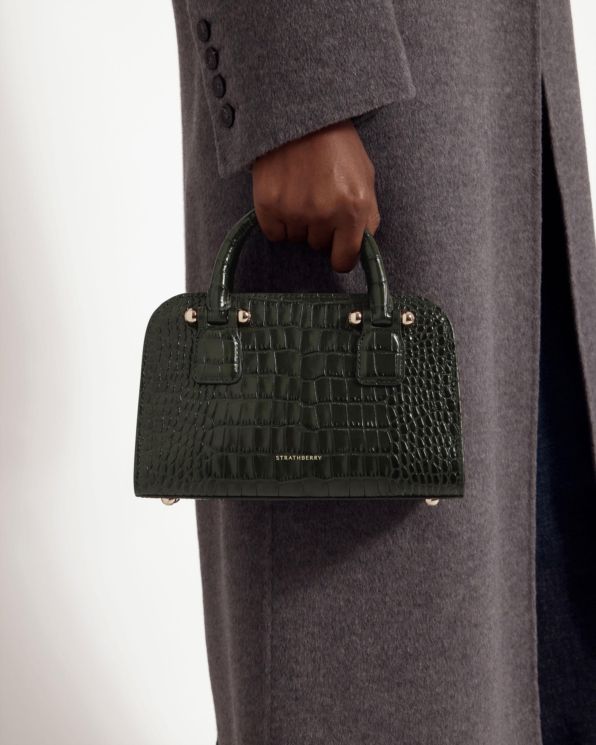 Georgia Mini — Forest Croc-Embossed Leather