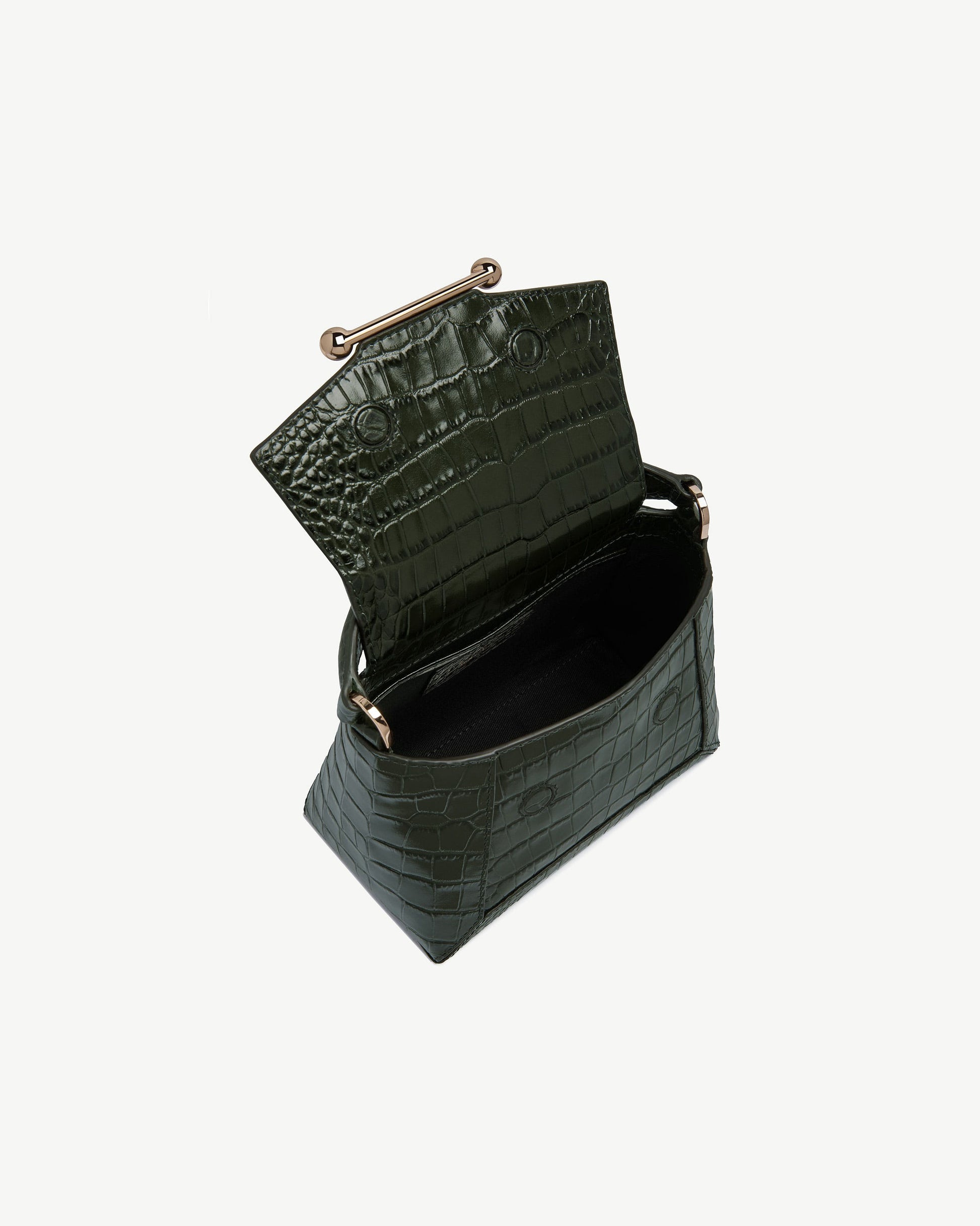 Mosaic Nano — Forest Croc-Embossed Leather
