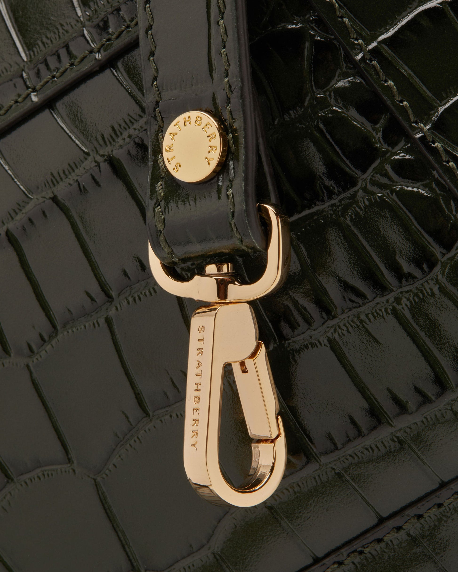 Mosaic Nano — Forest Croc-Embossed Leather