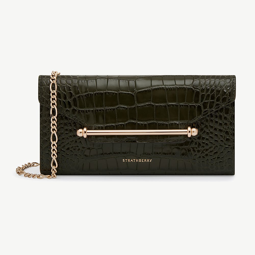 Multrees Chain Wallet — Forest Croc-Embossed Leather
